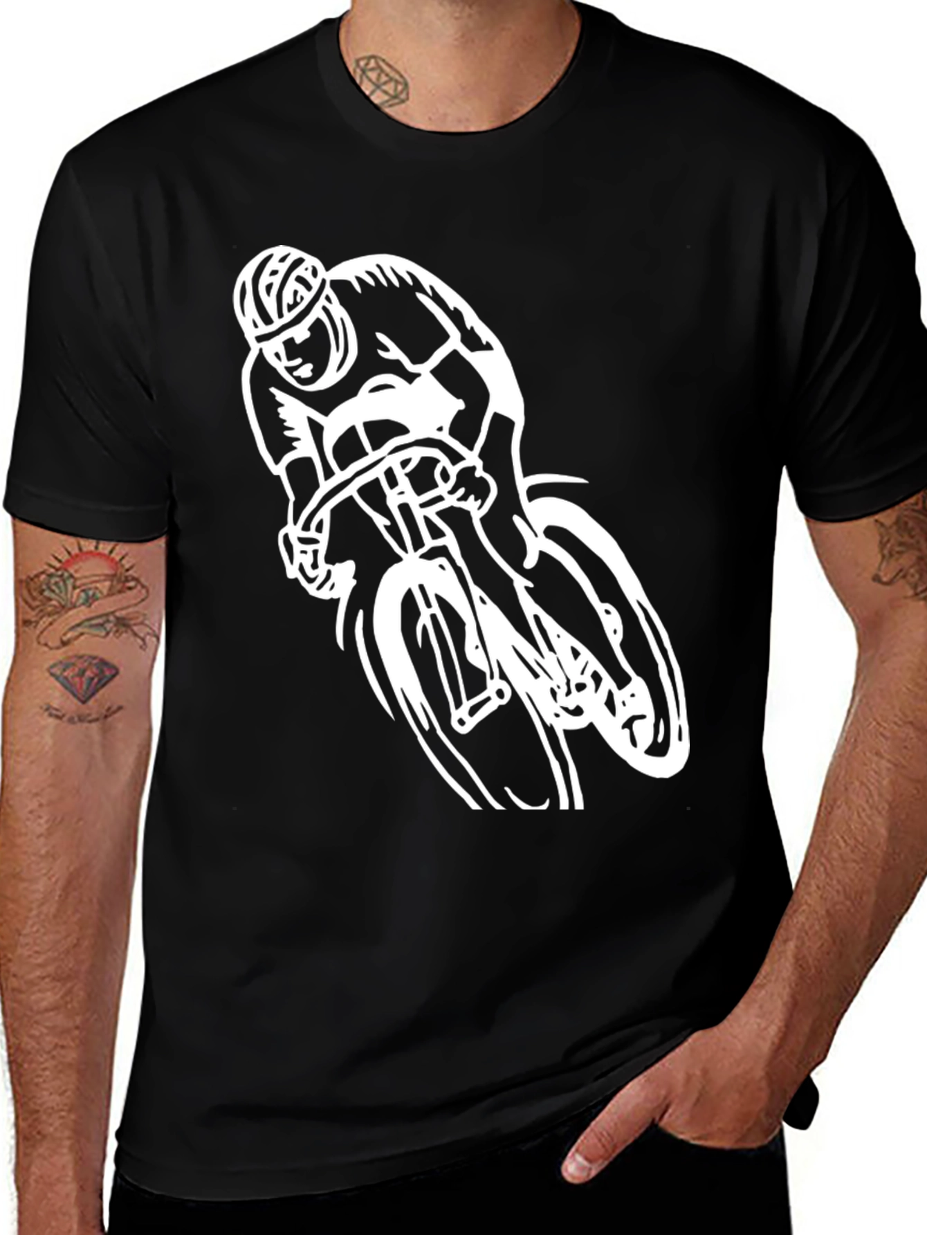 Variant 11 of Cyclist Graphic Tee - Black Short Sleeve Shirt