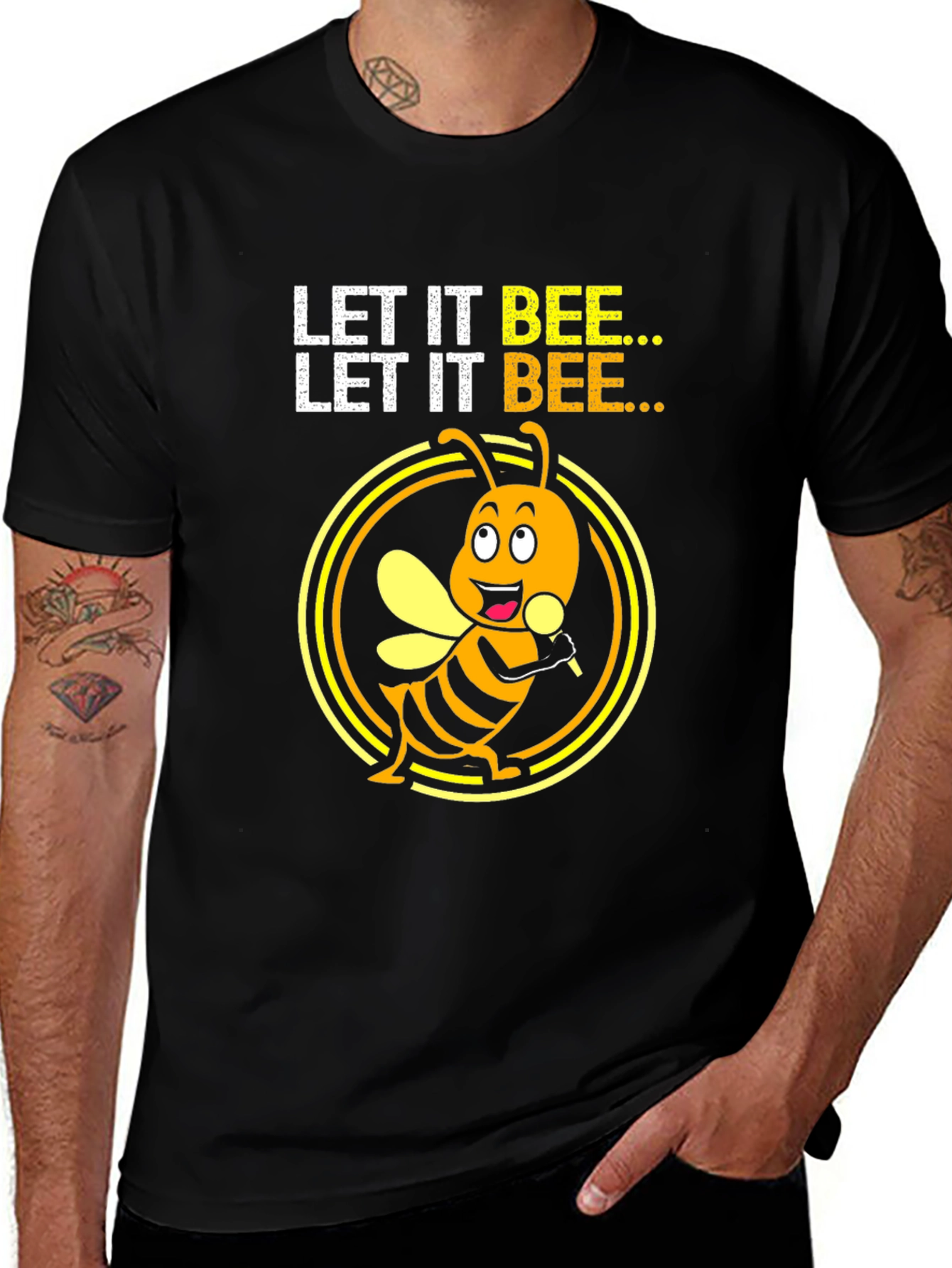 Variant 20 of Let it Bee Graphic Tee - Unisex Black T-Shirt