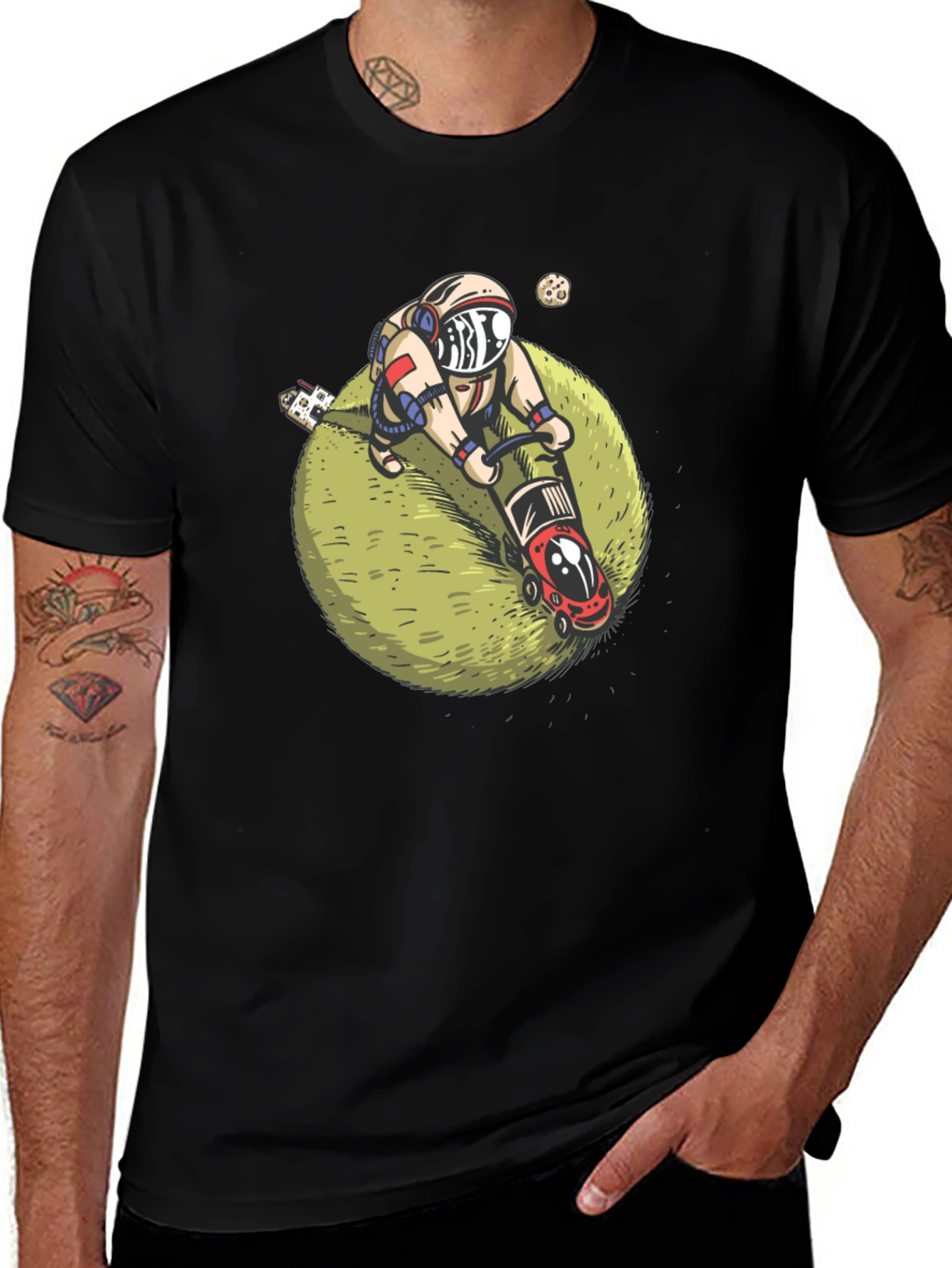 Variant 22 of Astronaut Mowing Lawn T-Shirt - Space Humor Tee