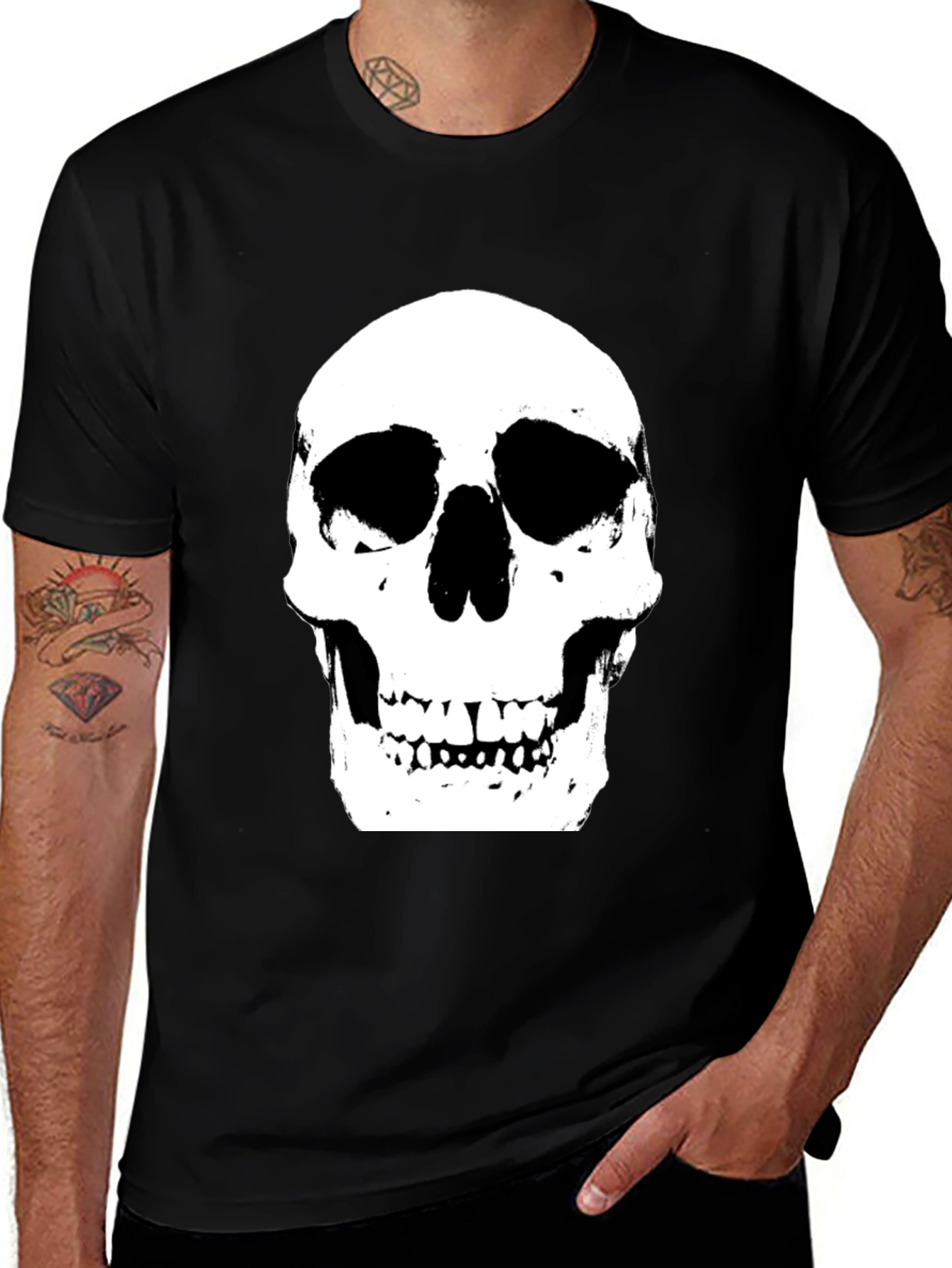 Variant 5 of Skull Graphic Print Black T-Shirt