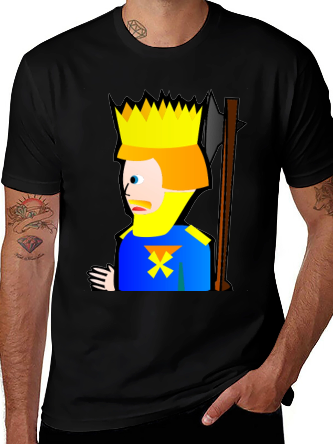 Variant 6 of Cartoon King Graphic Tee - Funny Men's Black T-Shirt