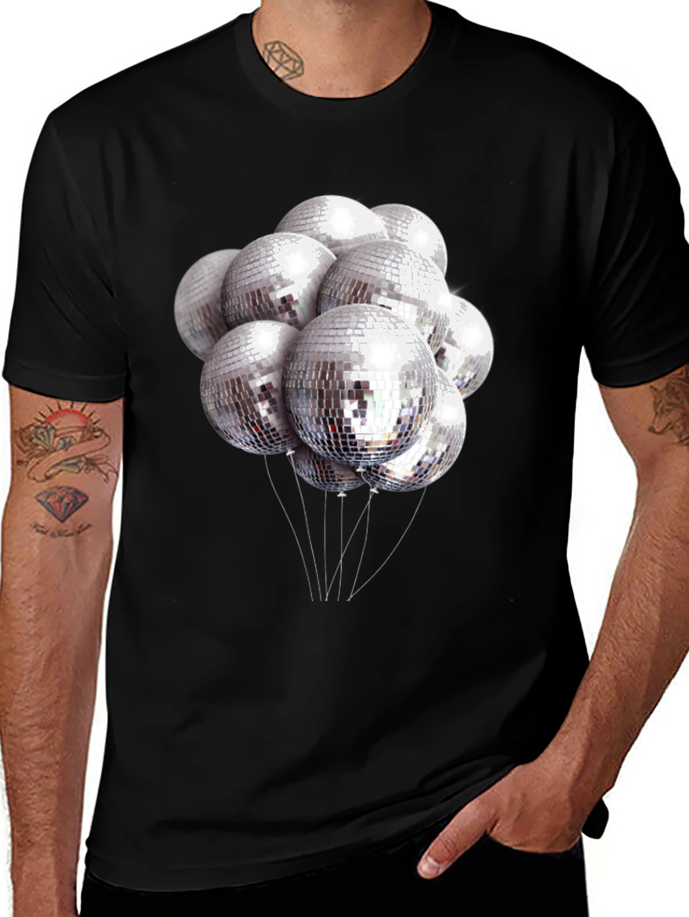 Variant 2 of Disco Ball Balloons Graphic Tee - Unique Party Shirt