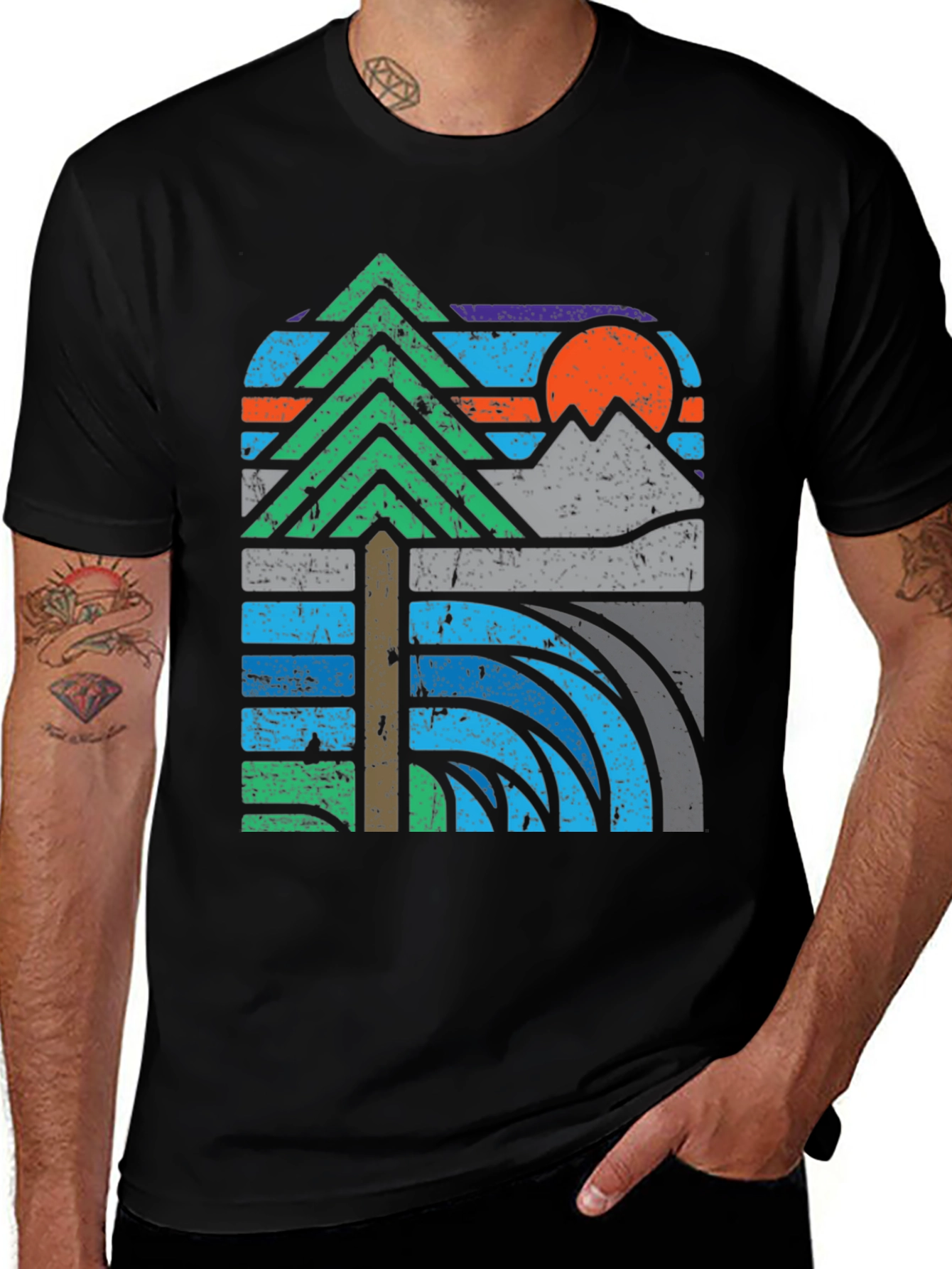 Variant 12 of Nature Graphic Tee - Mountain Sunset Design
