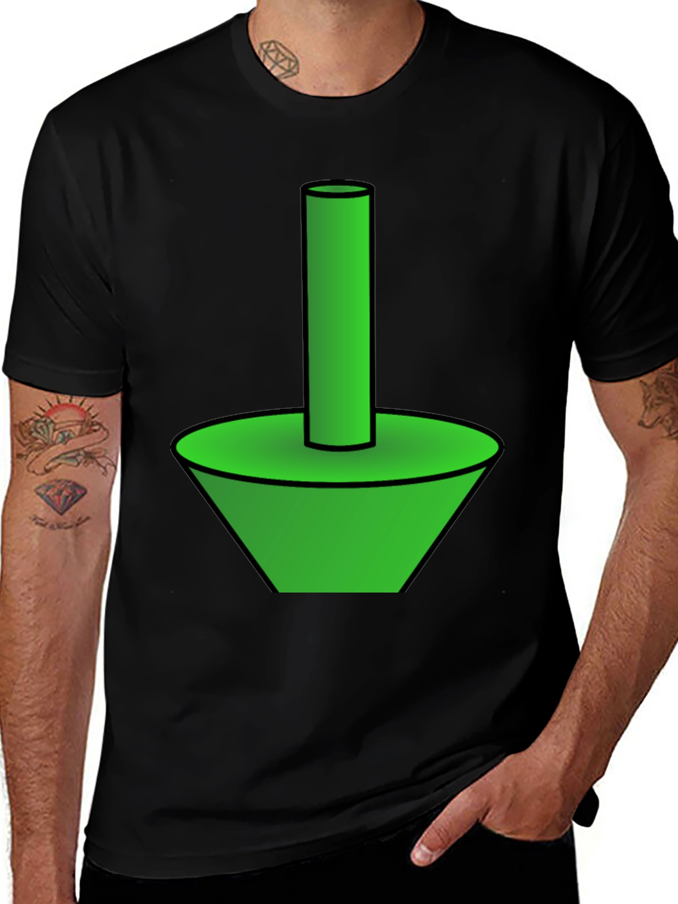 Variant 25 of Funky Green Cone & Cylinder Graphic T-Shirt