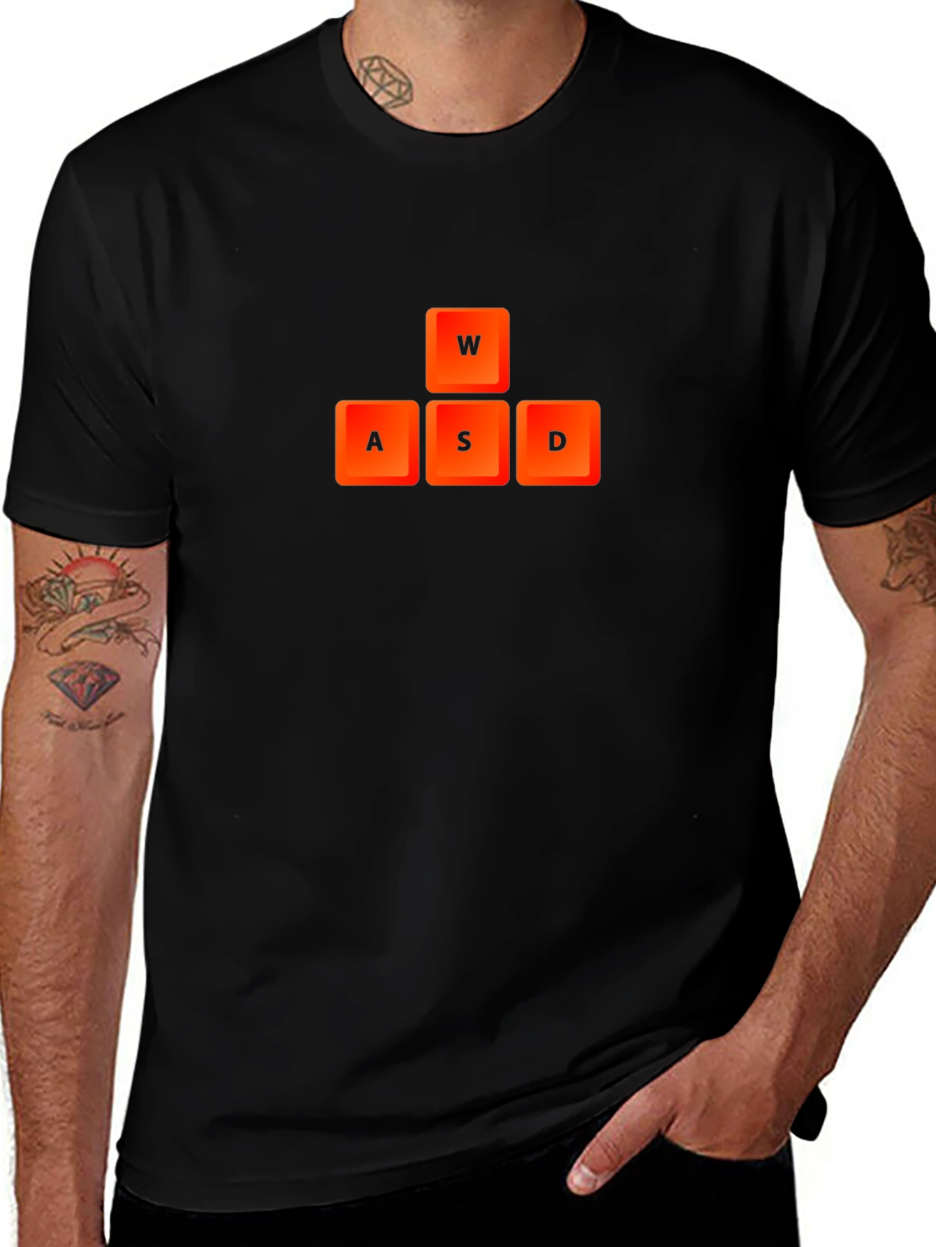 Variant 8 of Gamer T-Shirt - WASD Keys Black Tee