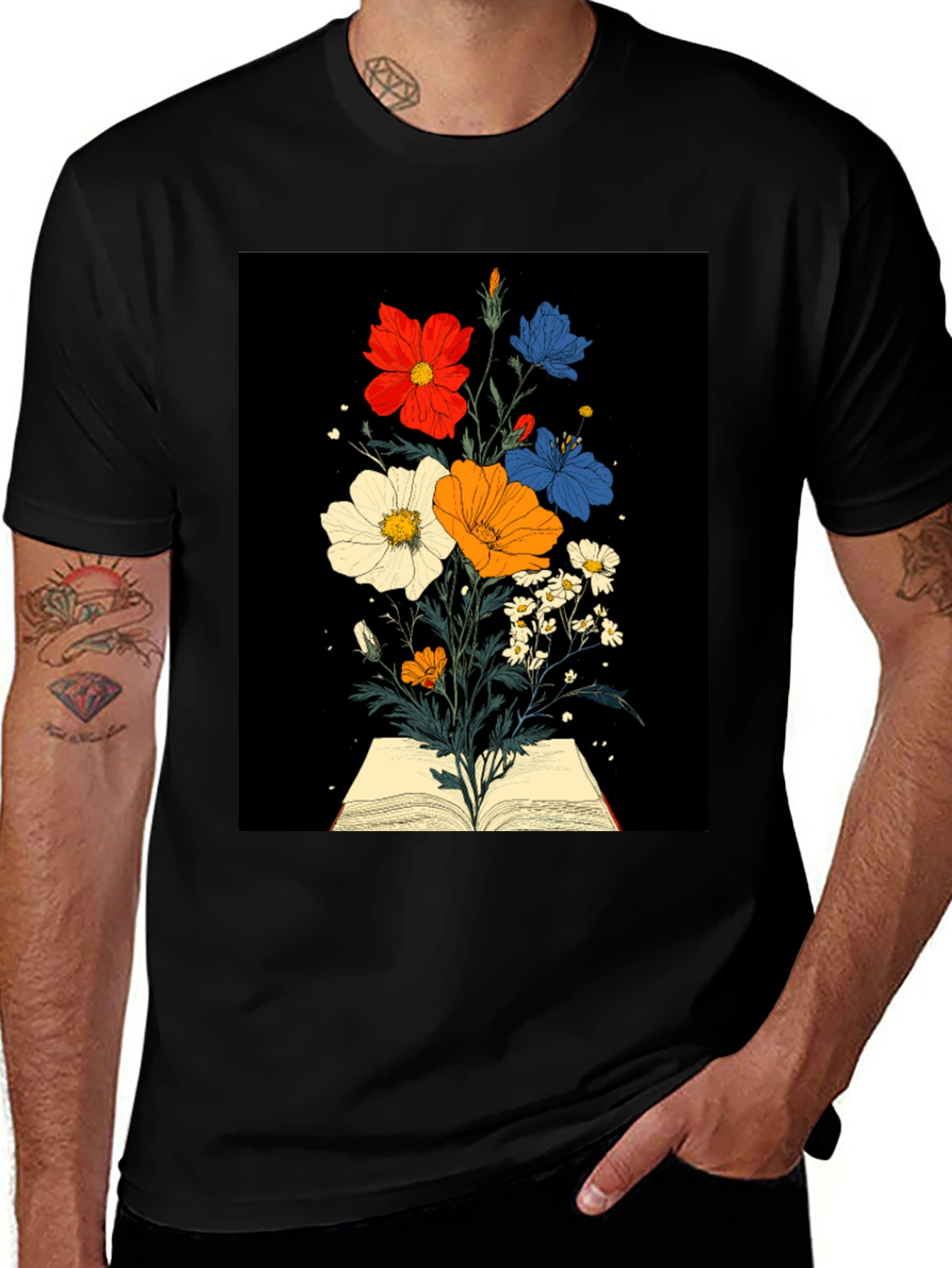 Variant 21 of Floral Book Graphic T-Shirt