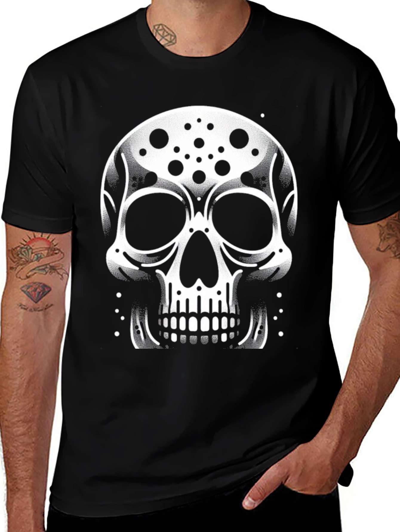 Variant 14 of Skull Graphic Tee - Men's Black T-Shirt