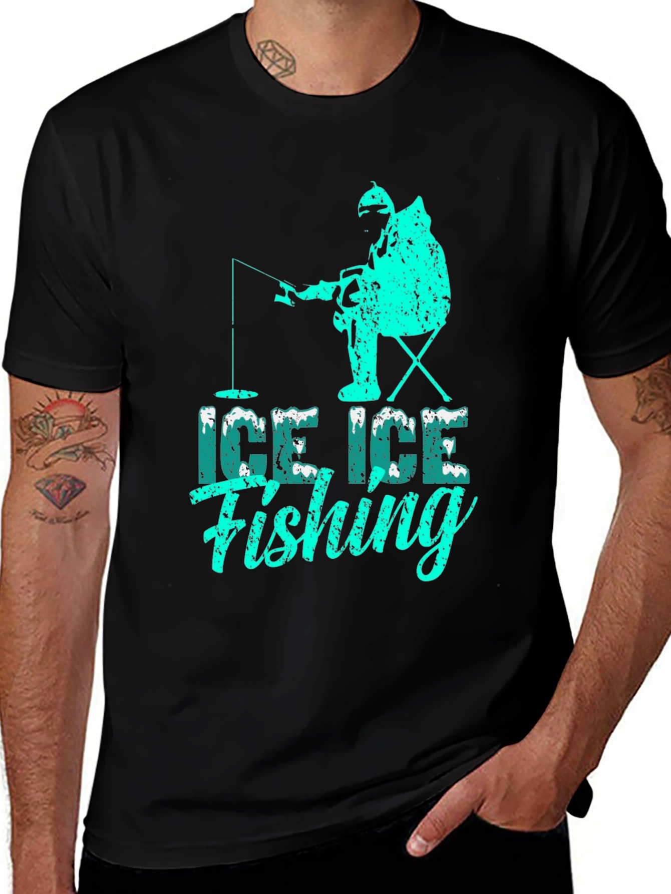 Variant 7 of Ice Fishing Graphic Tee - Black