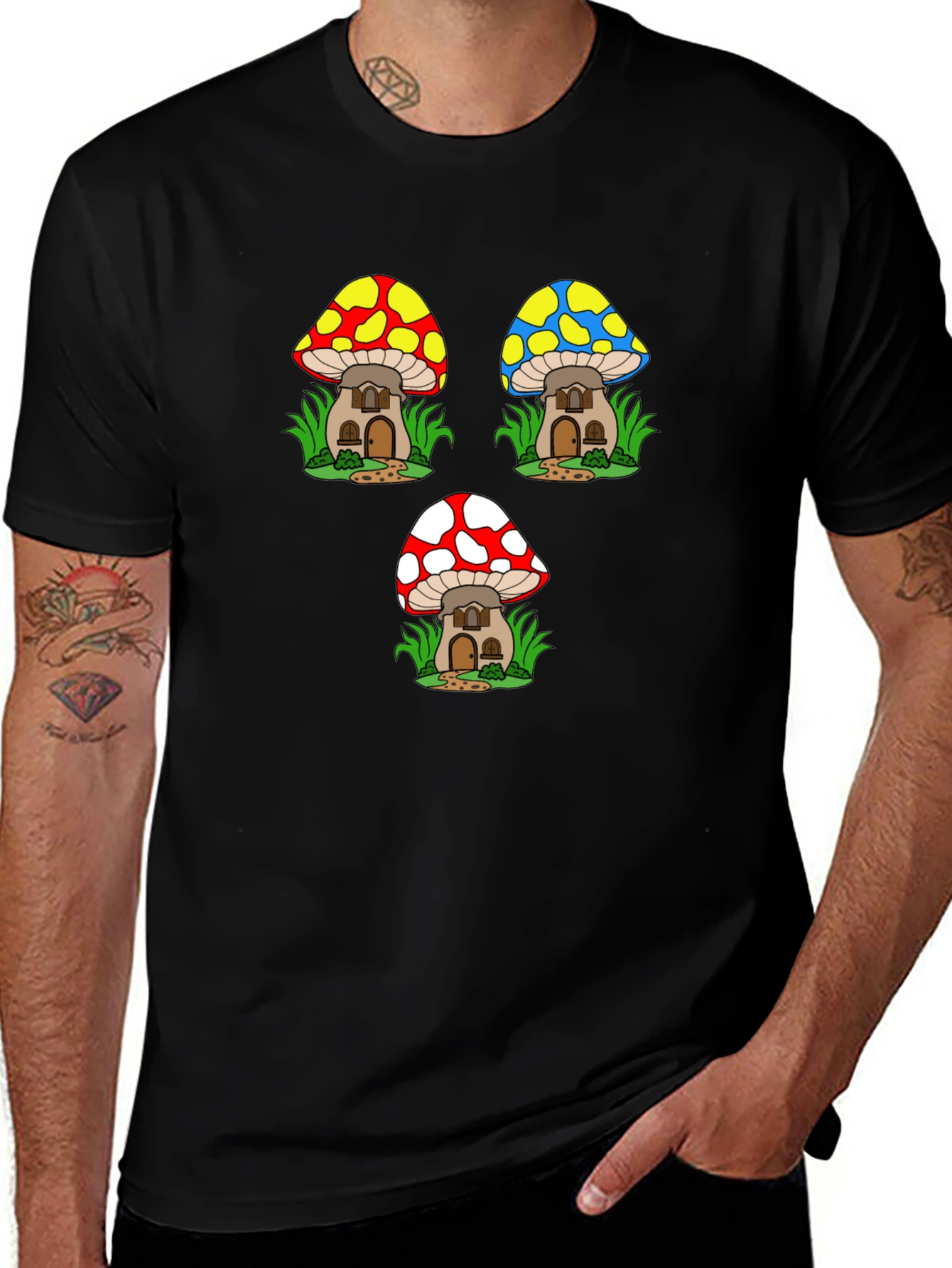 Variant 18 of Mushroom House Graphic Tee - Novelty Print