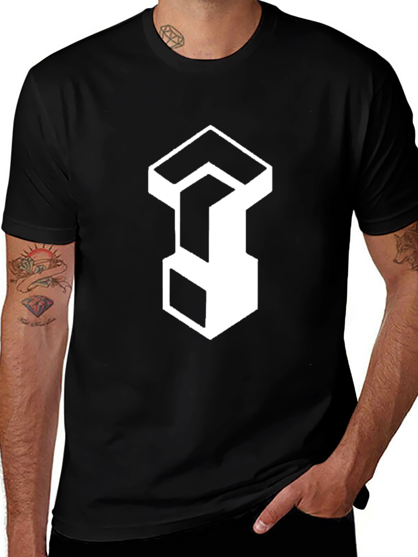 Variant 25 of Modern Geometric Logo Black T-Shirt