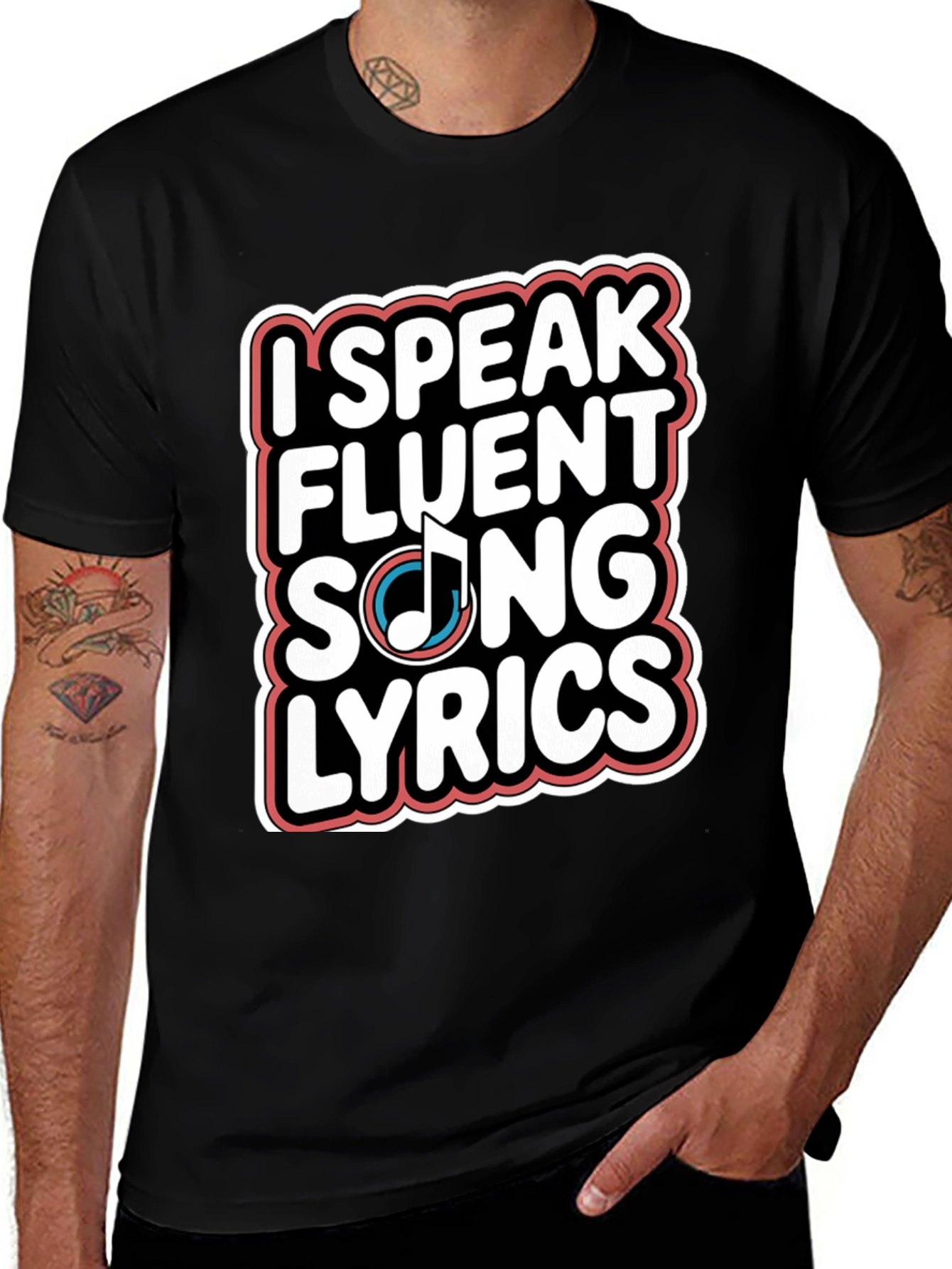 Variant 14 of I Speak Fluent Song Lyrics Black Graphic Tee