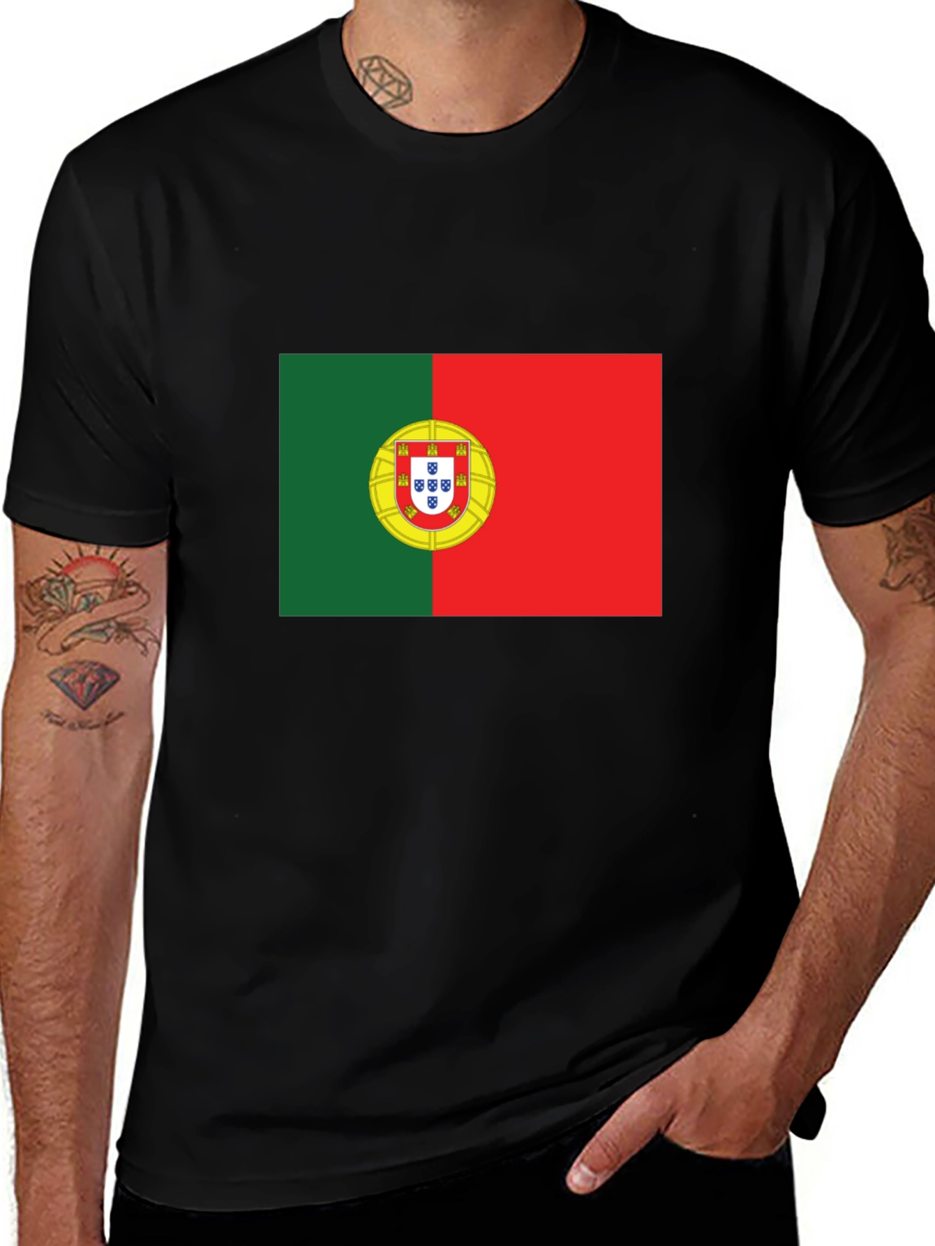 Portugal Flag Graphic T-Shirt - Black