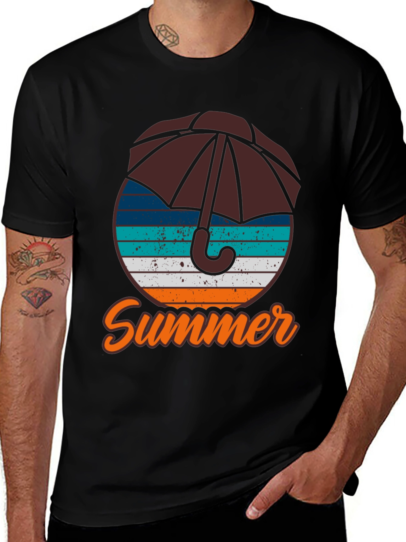 Variant 30 of Summer Umbrella Graphic Tee - Casual Short Sleeve T-Shirt