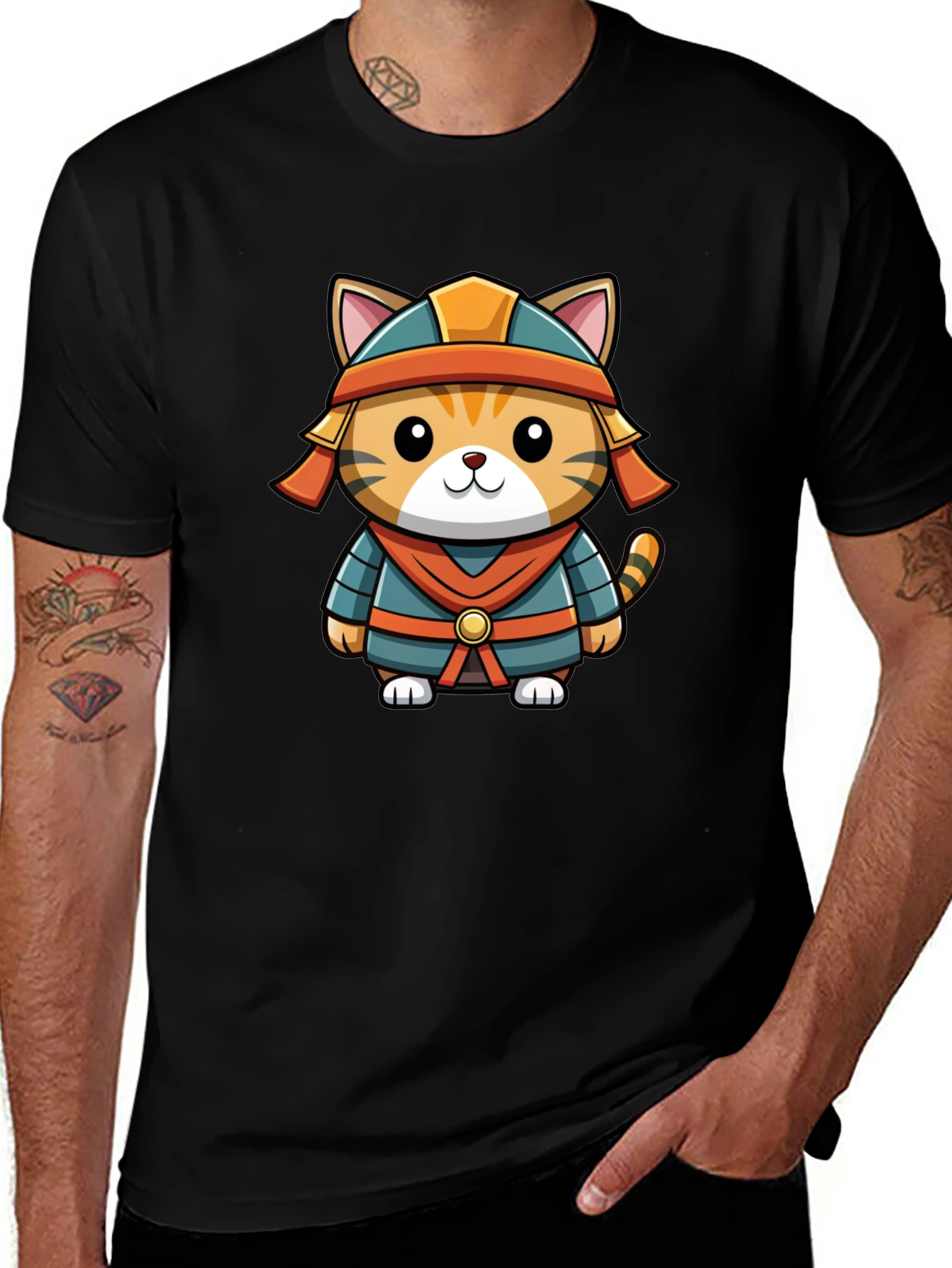 Variant 22 of Samurai Cat Graphic T-Shirt