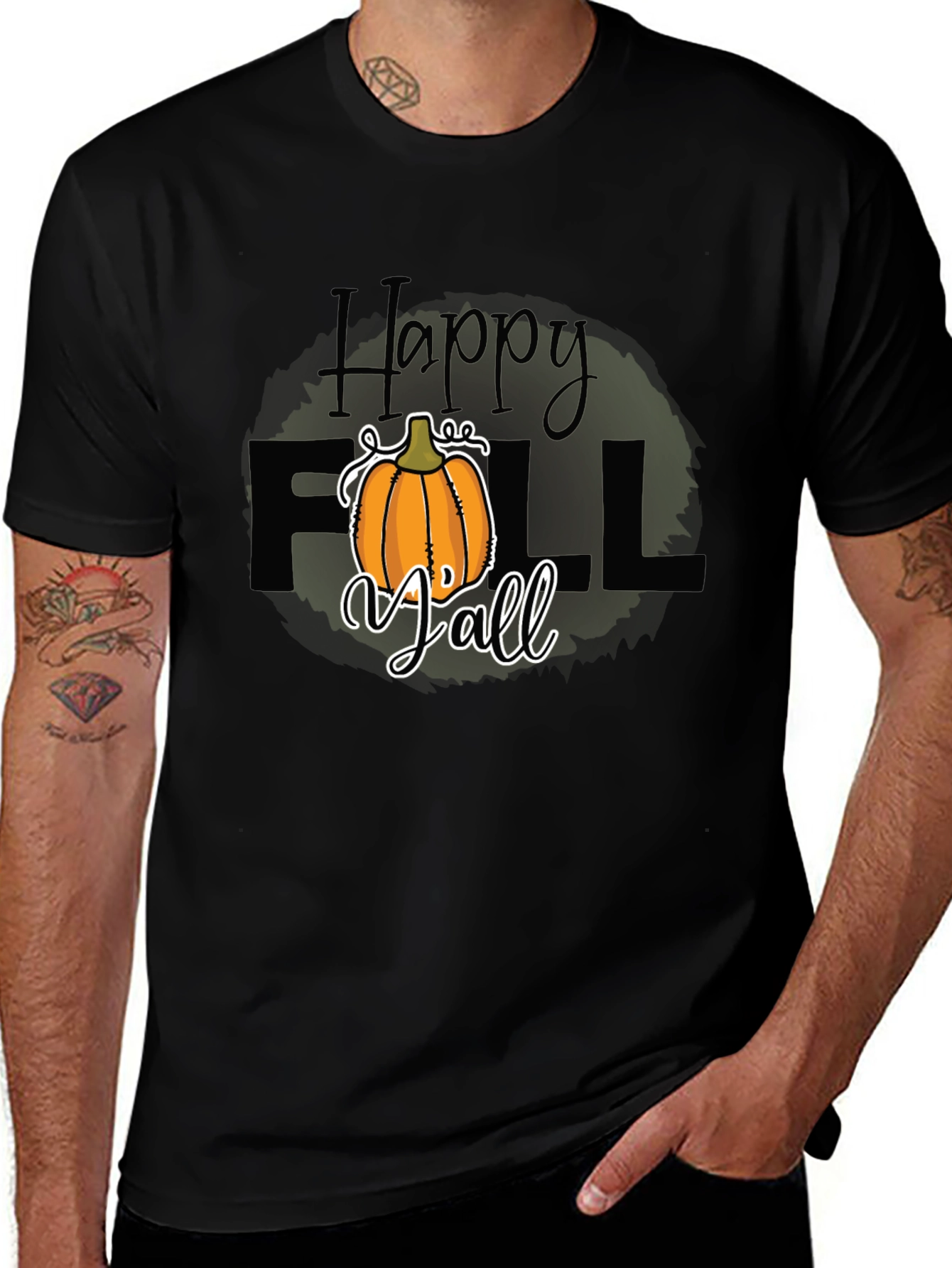 Variant 7 of Happy Fall Y'all Pumpkin Graphic T-Shirt