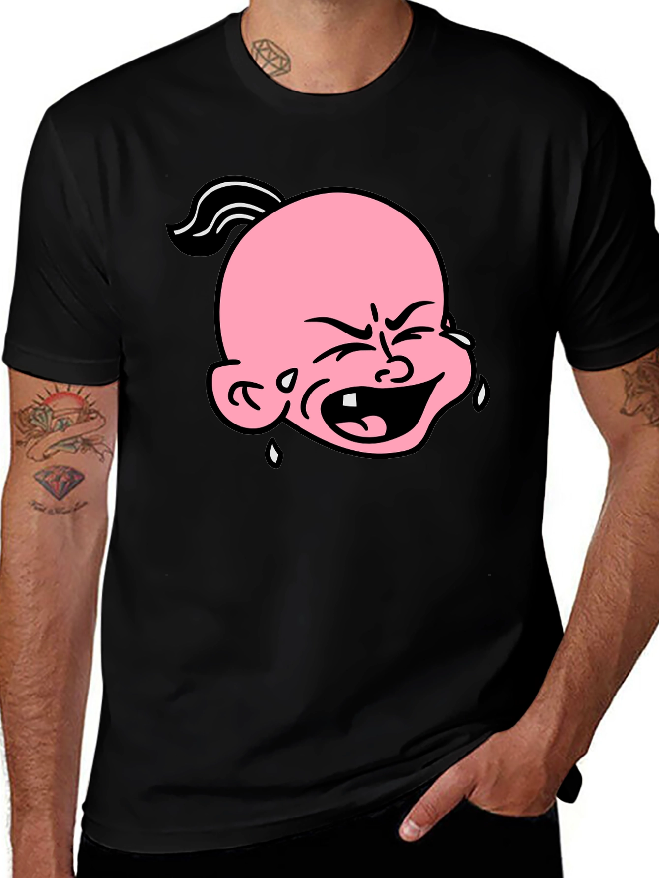Variant 29 of Cartoon Crying Baby T-Shirt - Black Graphic Tee