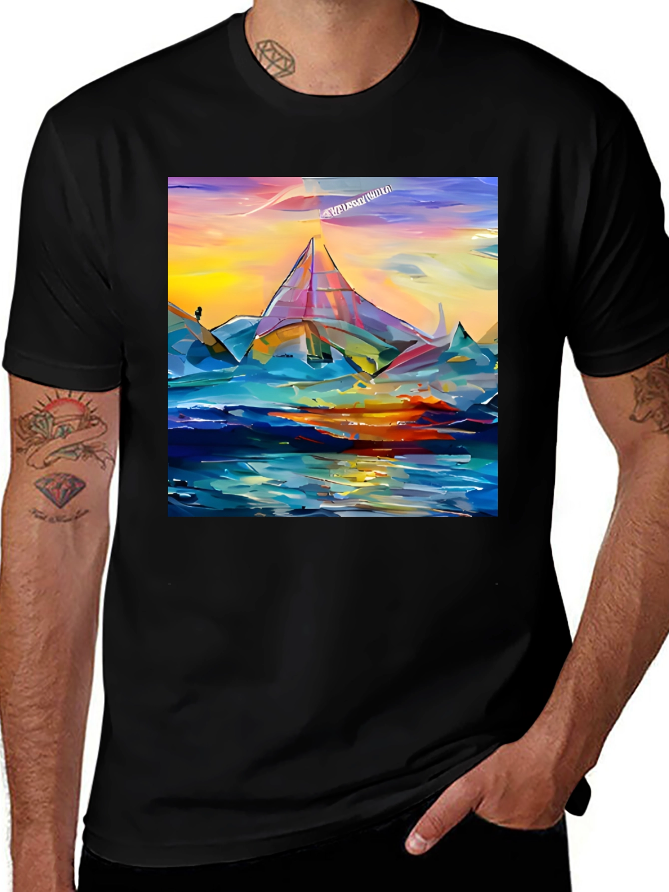 Variant 16 of Abstract Mountain Graphic Tee - Artistic Design