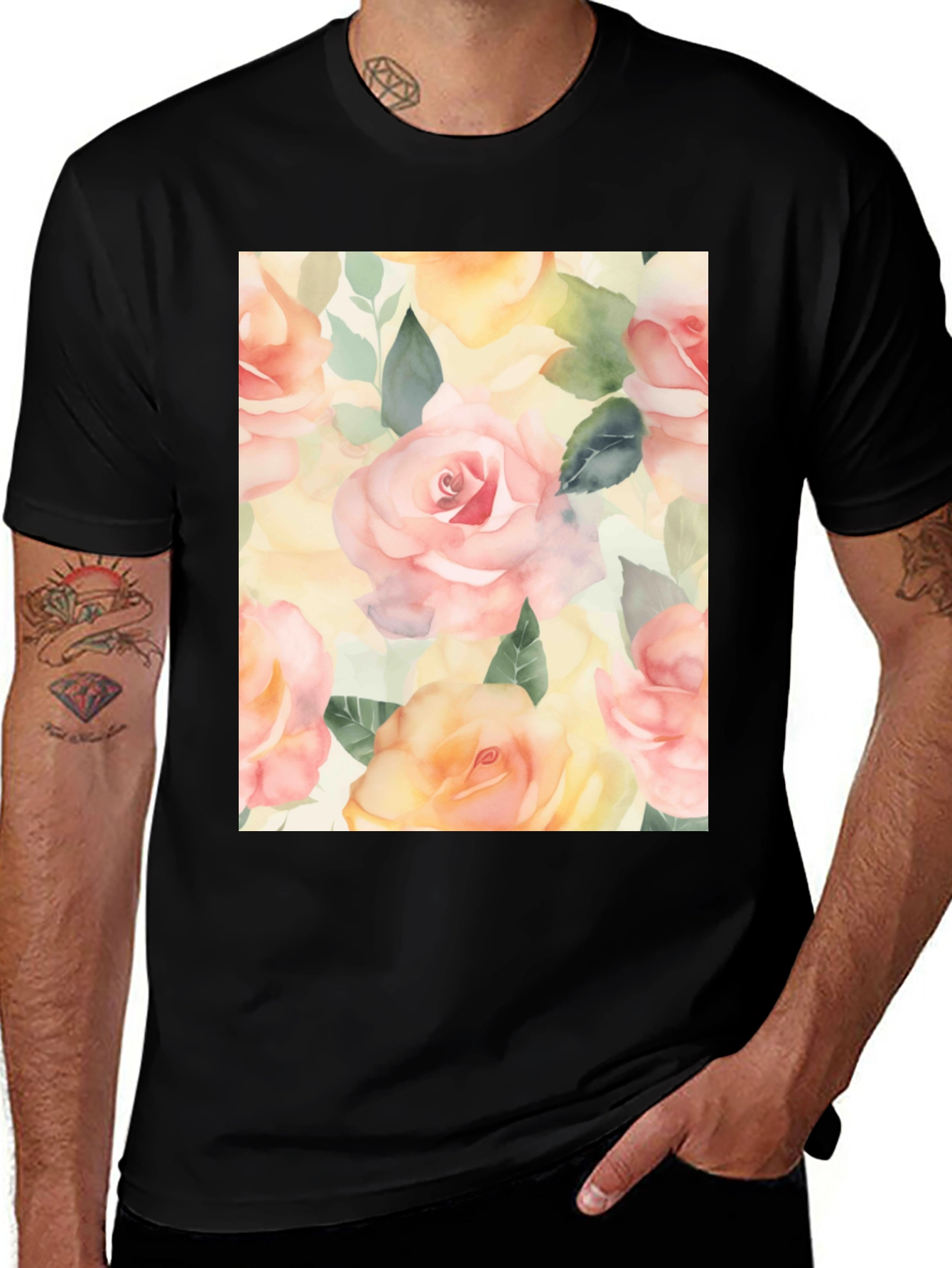 Variant 29 of Floral Watercolor Print T-Shirt