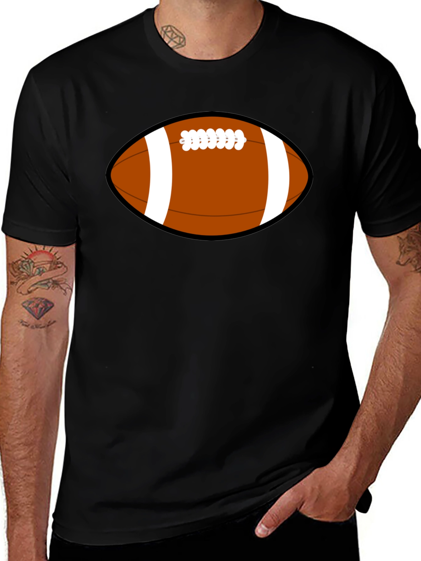 Variant 30 of Football Graphic Tee - Black Cotton Shirt