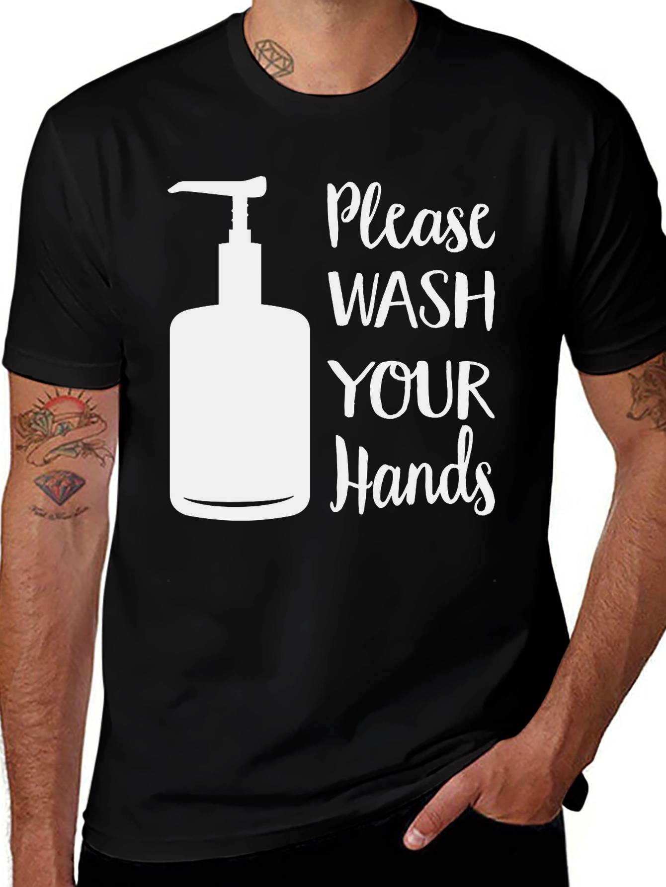 Variant 19 of Wash Your Hands Black T-Shirt