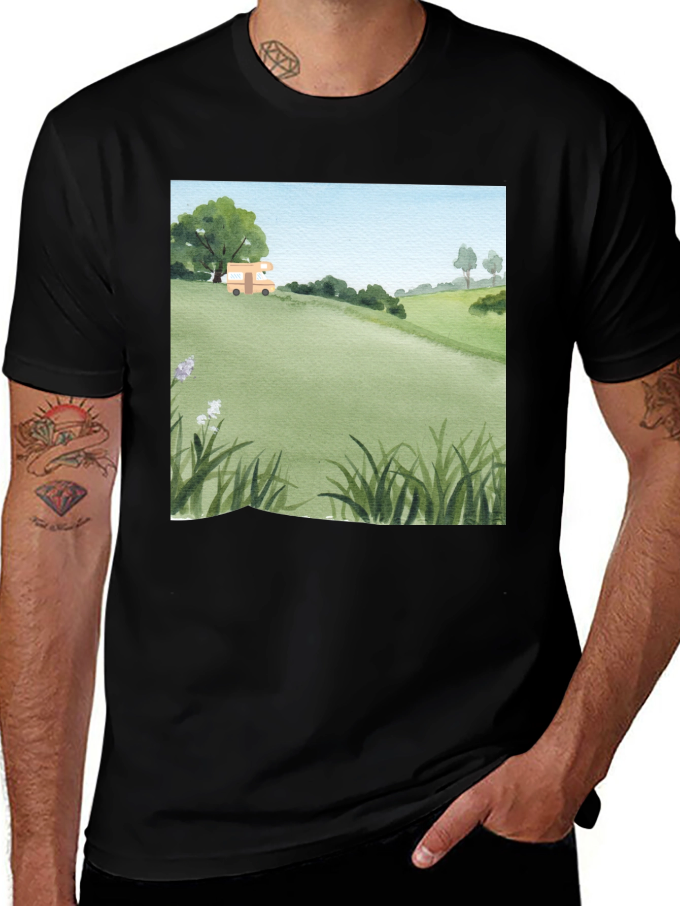 Variant 30 of Watercolor Landscape Camper T-Shirt