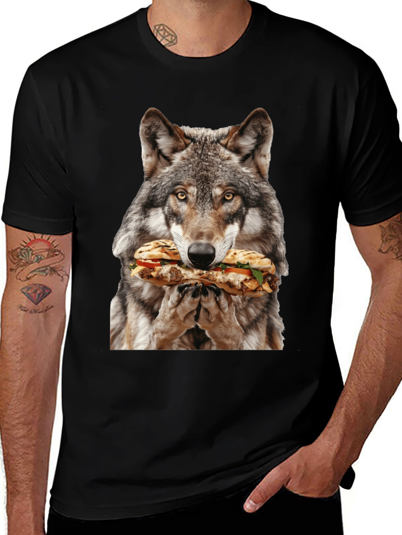 Variant 11 of Wolf Sandwich T-Shirt - Funny Animal Graphic Tee