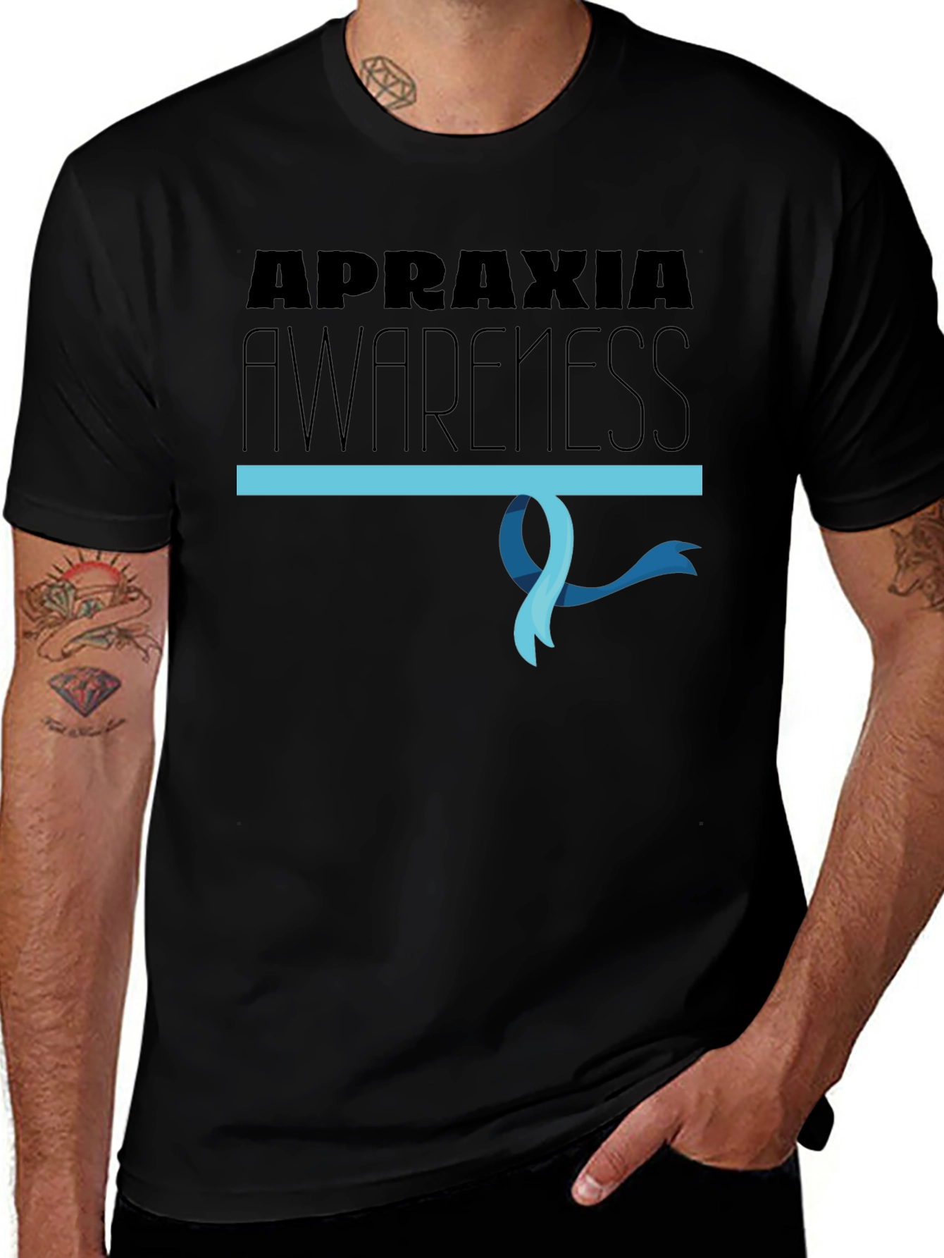 Apraxia Awareness T-Shirt Blue Ribbon