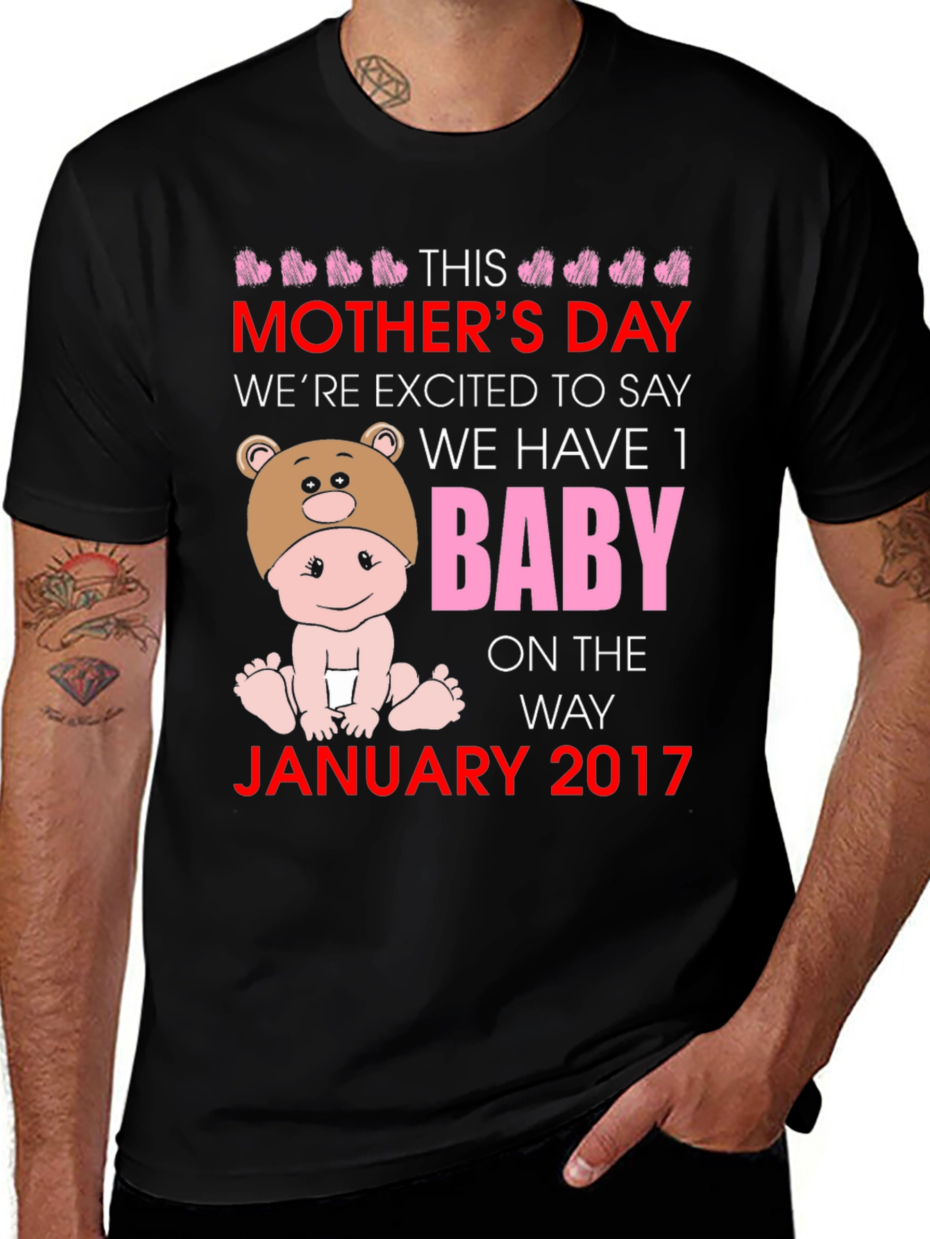 Mother's Day Baby Announcement T-Shirt - January 2017