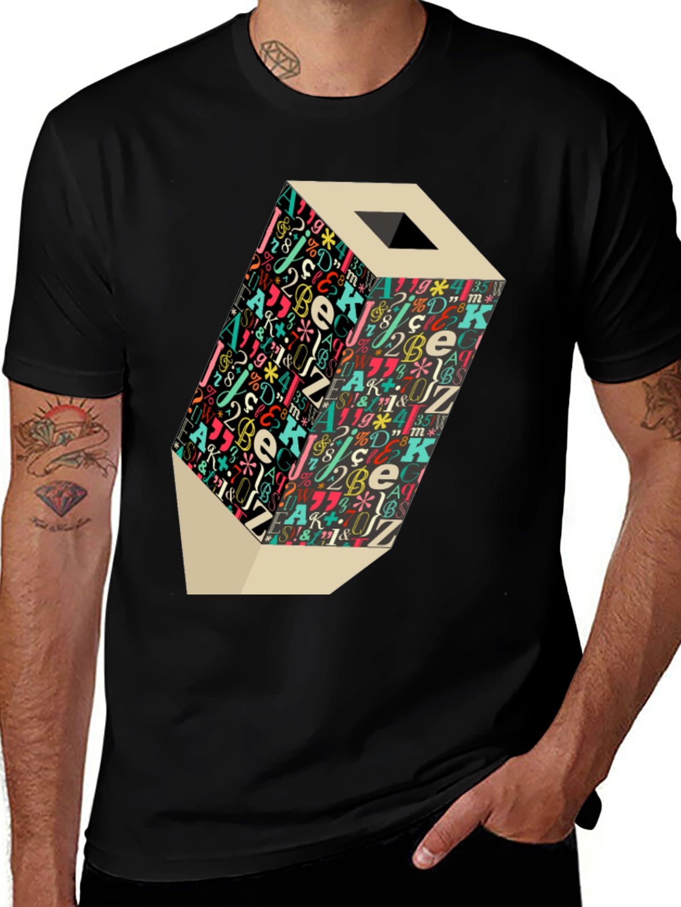 Variant 20 of Artistic Graphic Tee: Lettered Pencil Design
