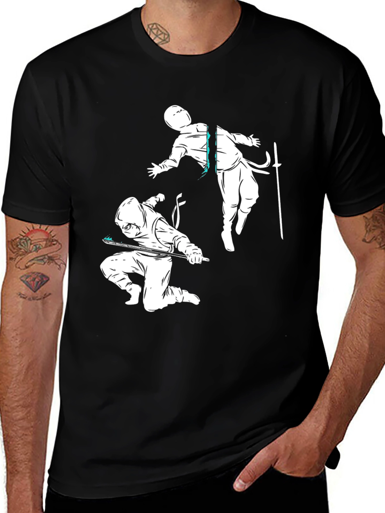 Variant 27 of Ninja Duel Black T-Shirt - Unique Graphic Tee