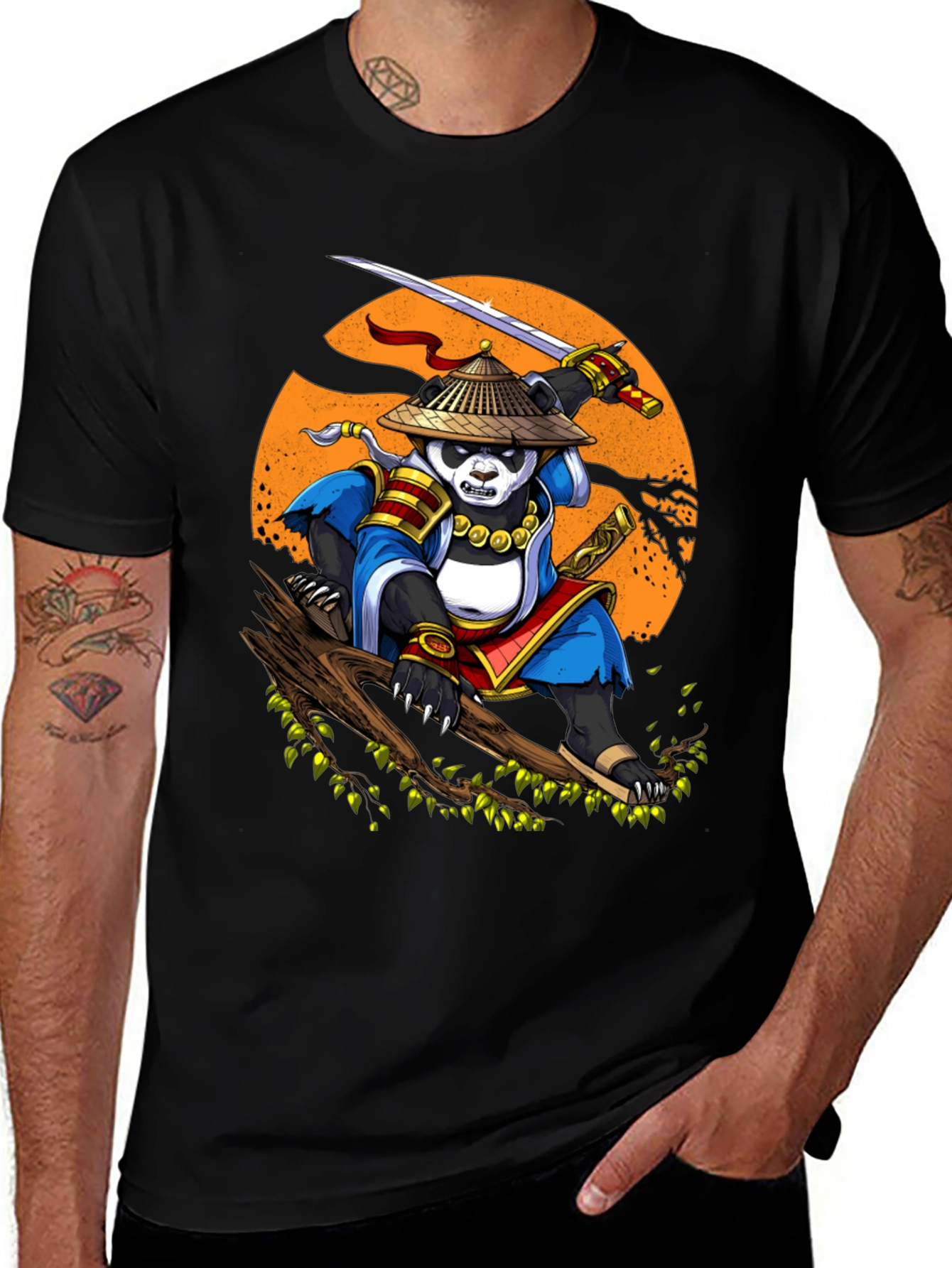 Variant 26 of Panda Samurai T-Shirt - Martial Arts Panda Design