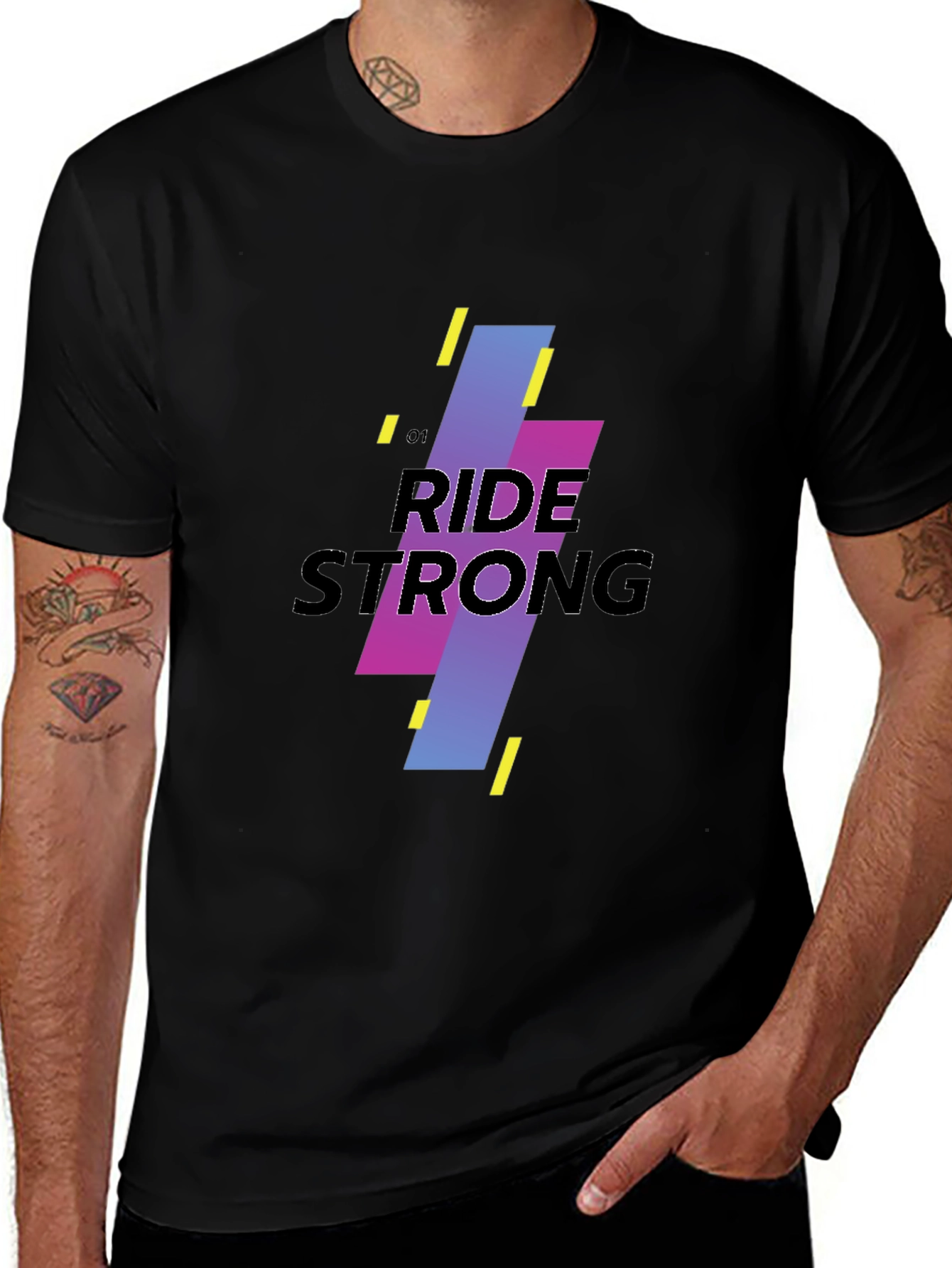 Variant 2 of Ride Strong Graphic Tee - Black Cotton Blend T-Shirt