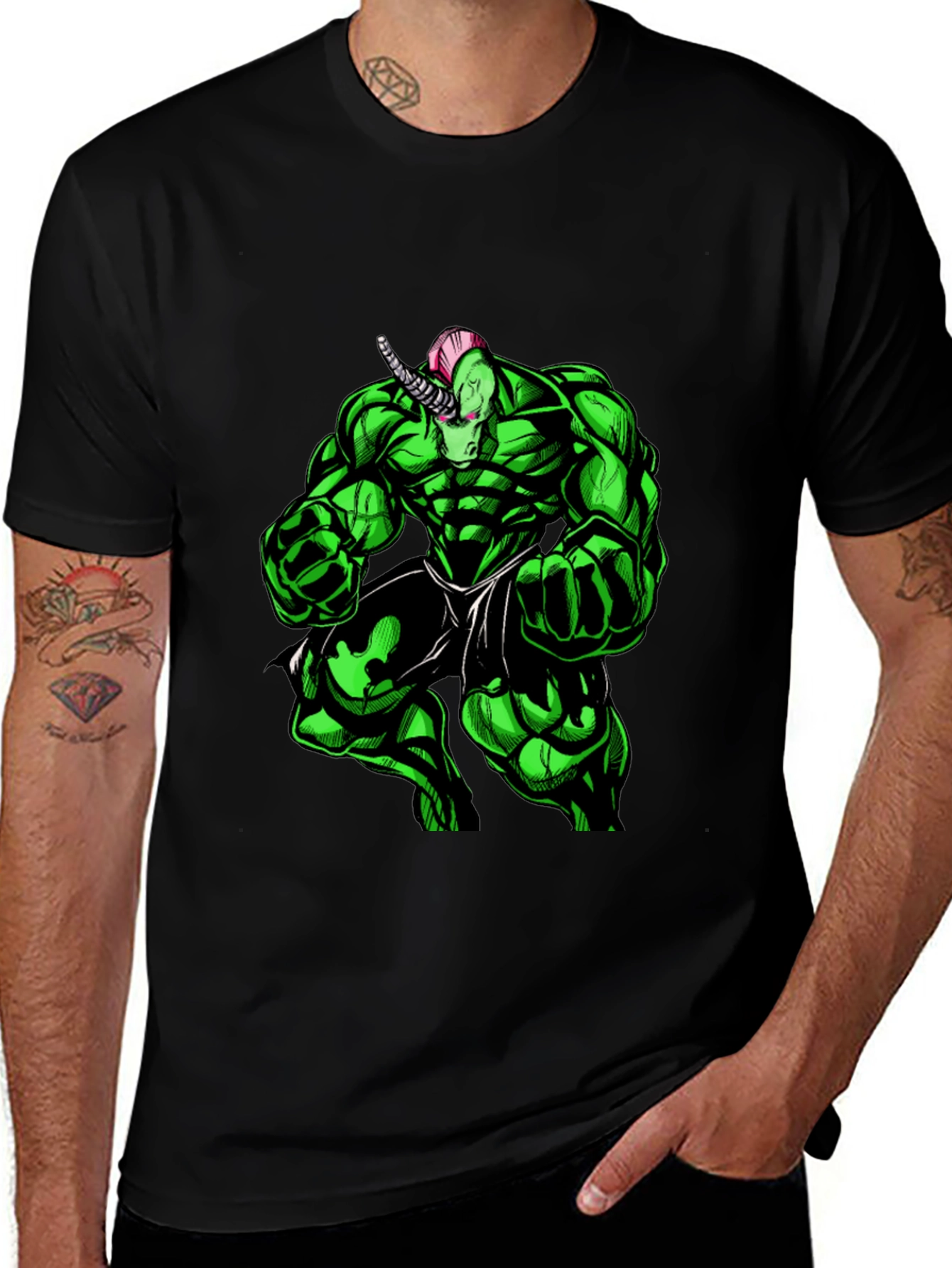 Variant 17 of Unicorn Hulk Graphic Tee - Men's Black T-Shirt