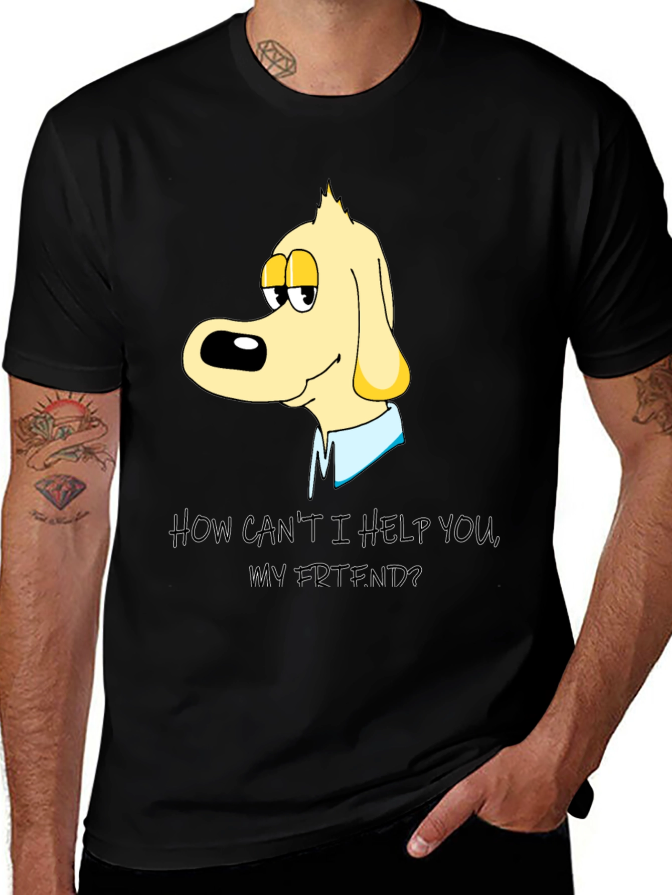 Variant 24 of Cartoon Dog T-Shirt - How Can't I Help You?