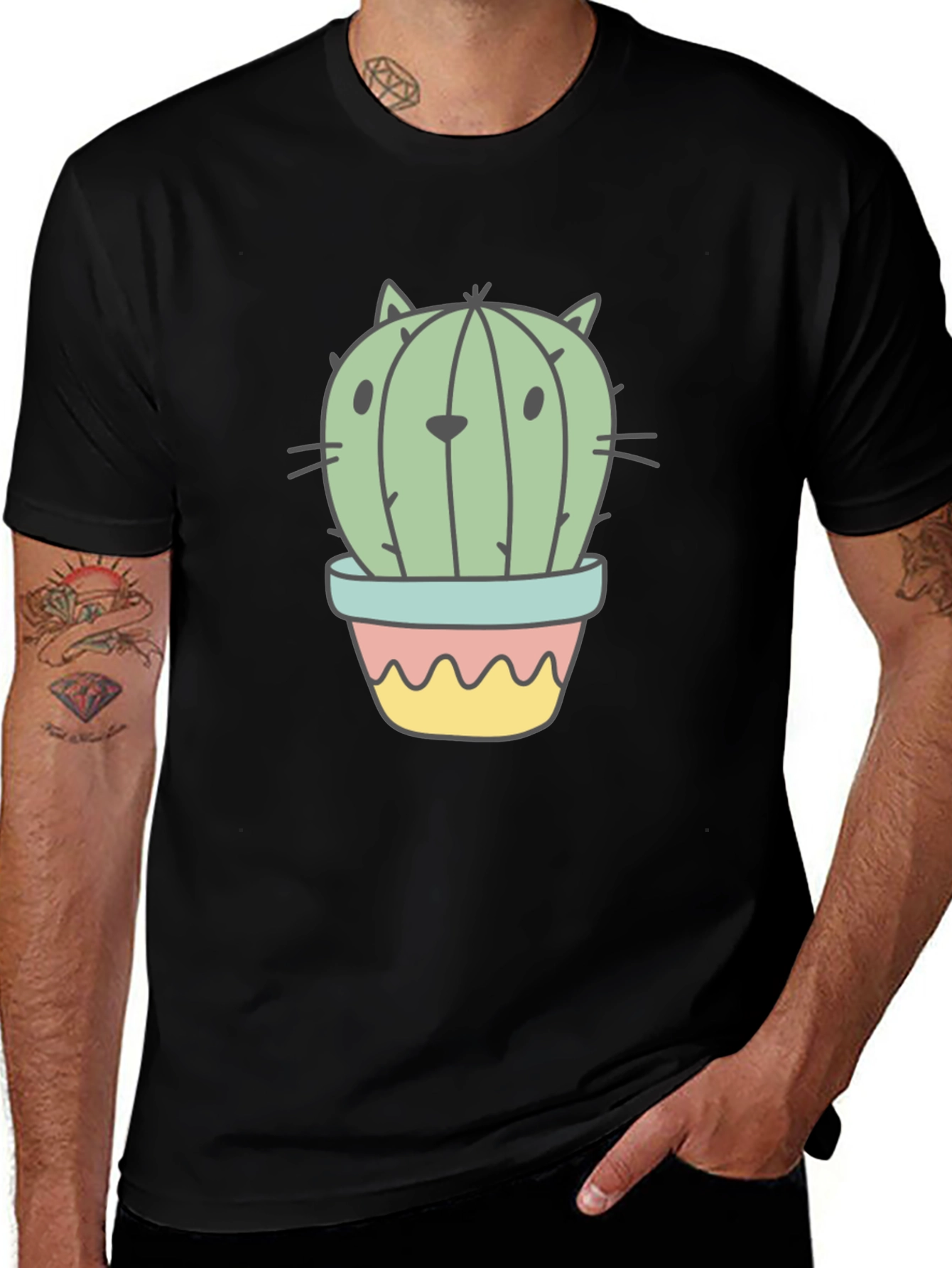 Variant 29 of Cactus Cat Graphic T-Shirt - Unique Novelty Tee