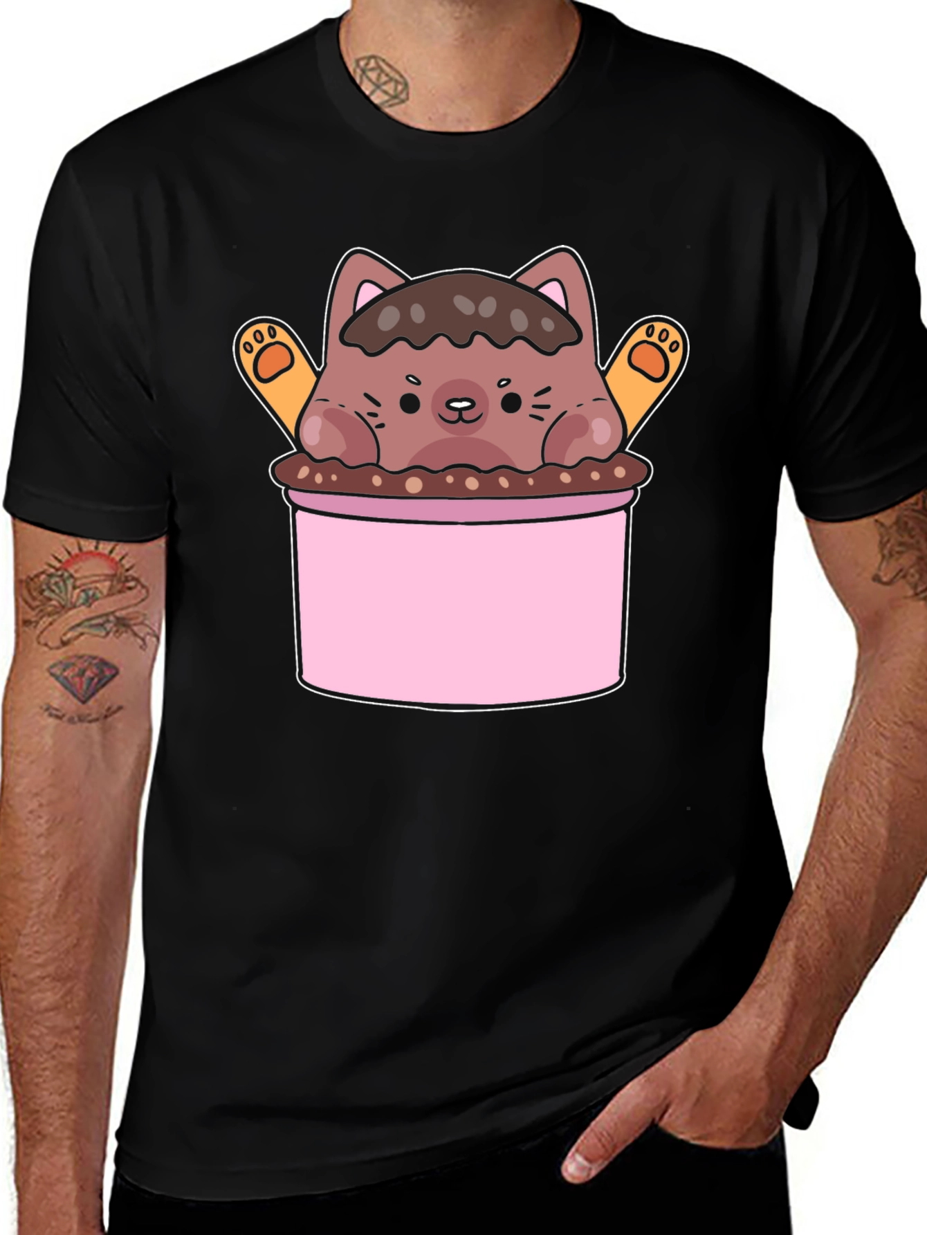Variant 4 of Cute Cat Cupcake T-Shirt - Adorable Pet Graphic Tee