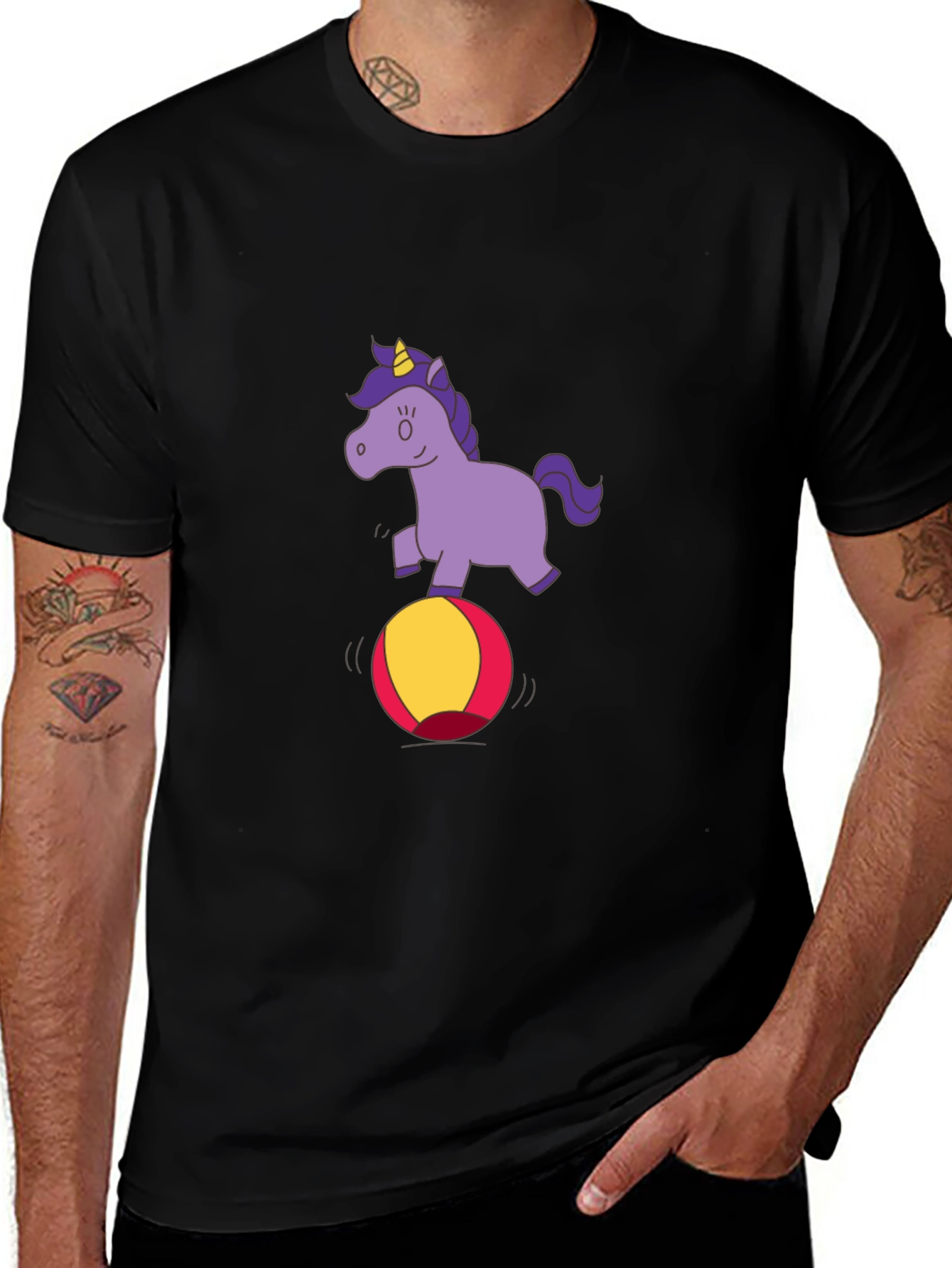 Unicorn on Ball Black T-Shirt