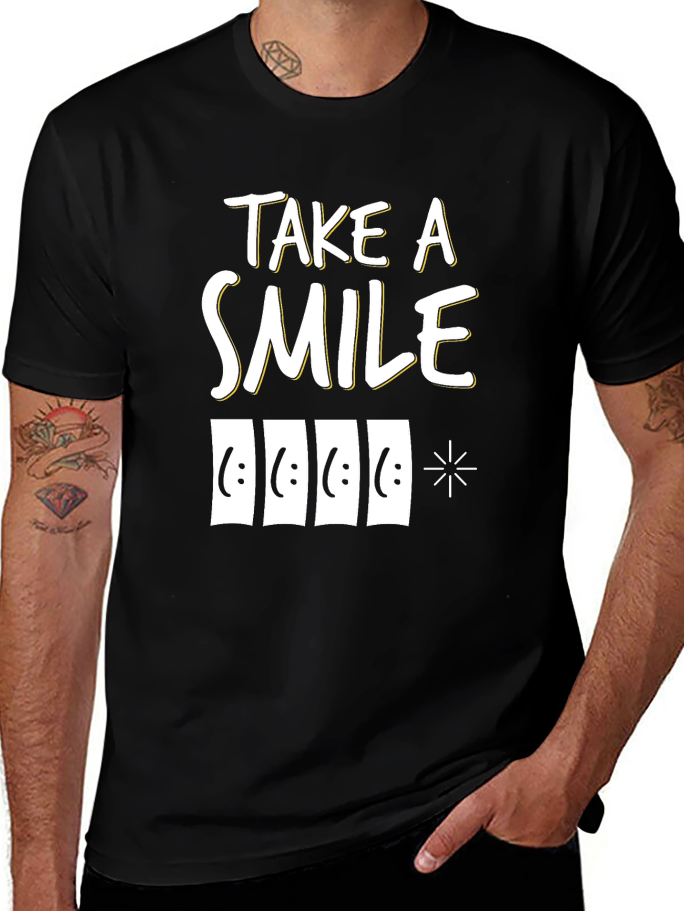 Variant 29 of Take a Smile Graphic Tee - Unisex Black T-Shirt