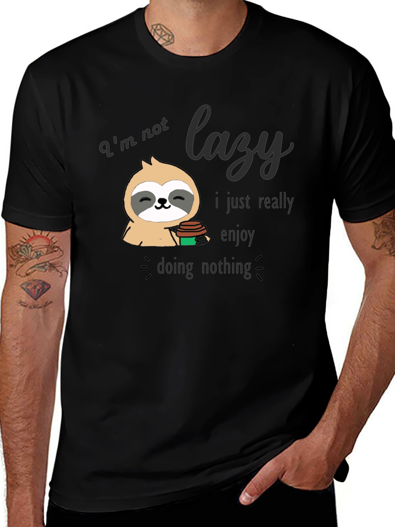 Variant 12 of Lazy Sloth Graphic T-Shirt - Enjoy Doing Nothing Tee