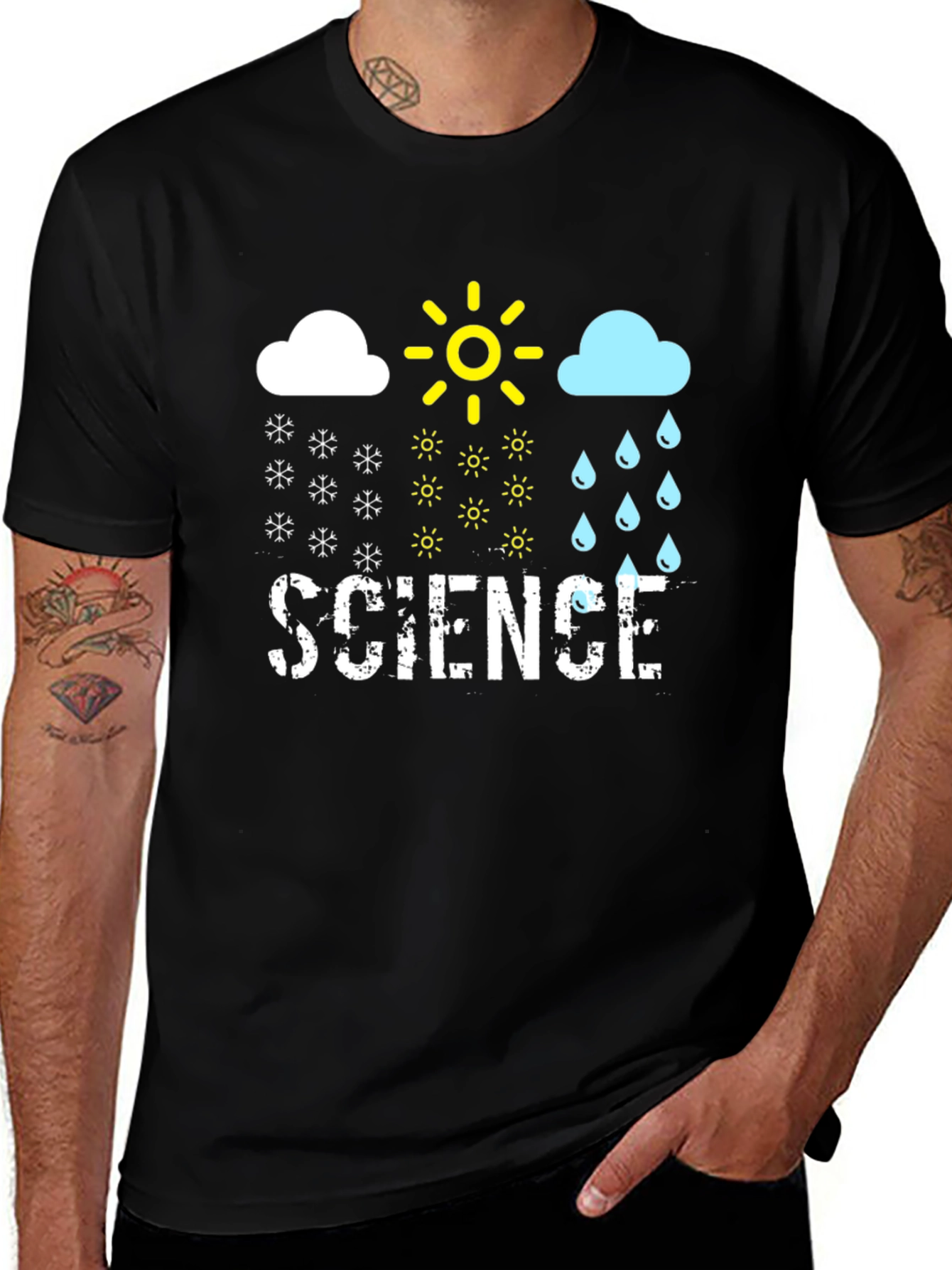 Variant 7 of Science Weather T-Shirt - Snow, Sun, Rain