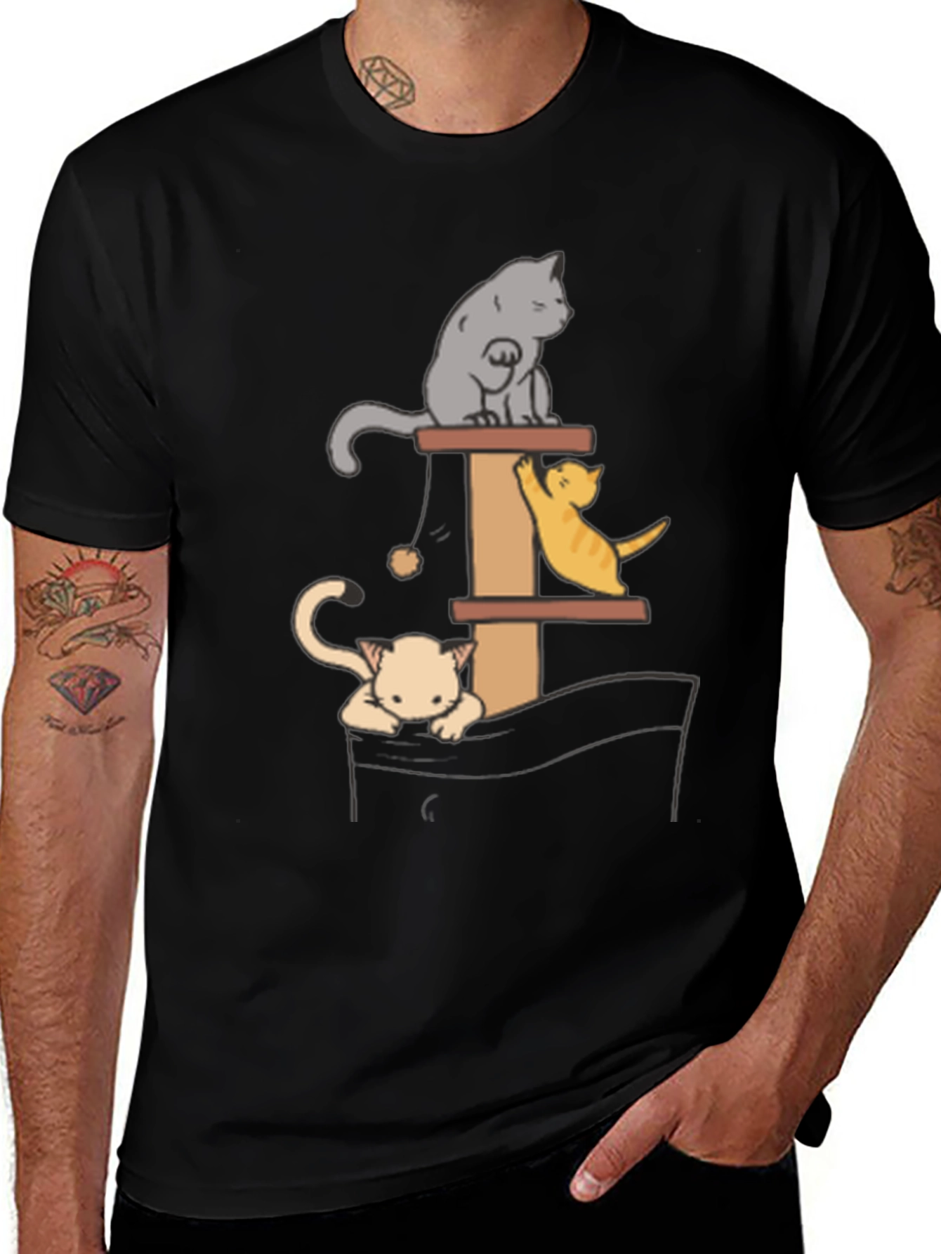 Variant 15 of Cat Tower T-Shirt - Playful Kitten Design