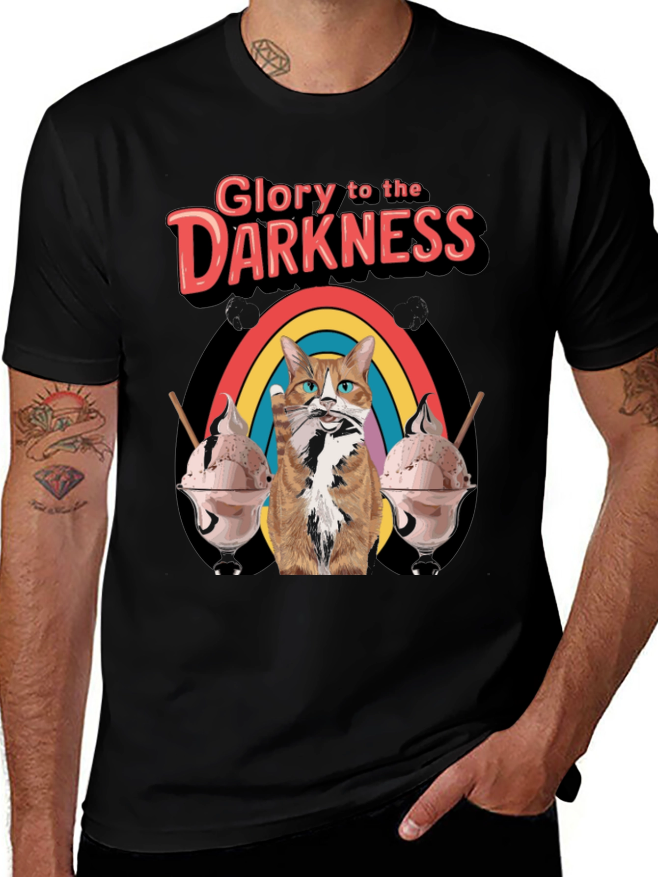 Variant 12 of Glory To Darkness Cat Rainbow Ice Cream T-Shirt