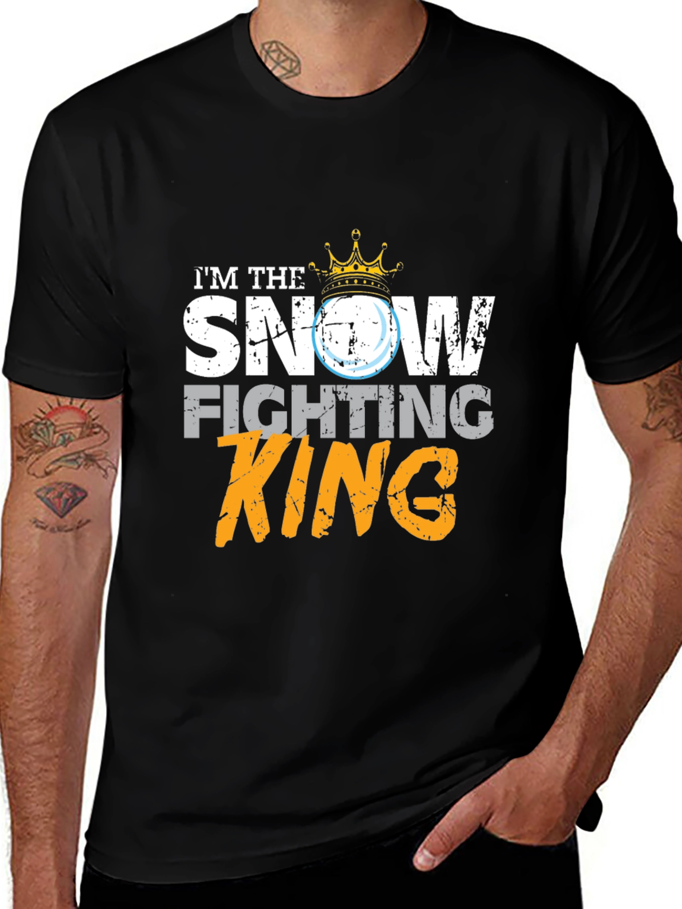 Variant 4 of Snow Fighting King Graphic Tee - Funny Winter Apparel
