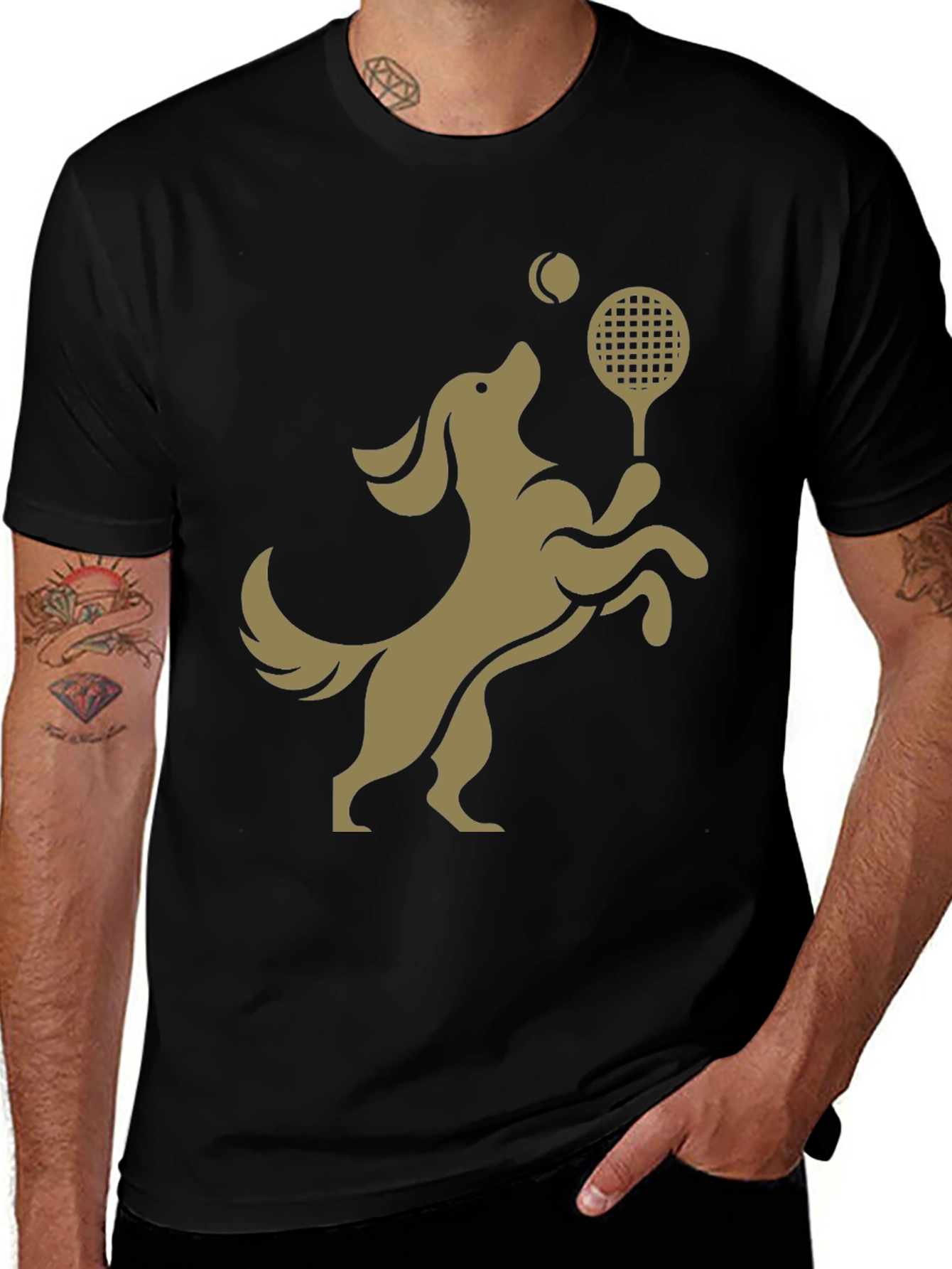Variant 18 of Dog Tennis T-Shirt: Playful Canine Athlete Design