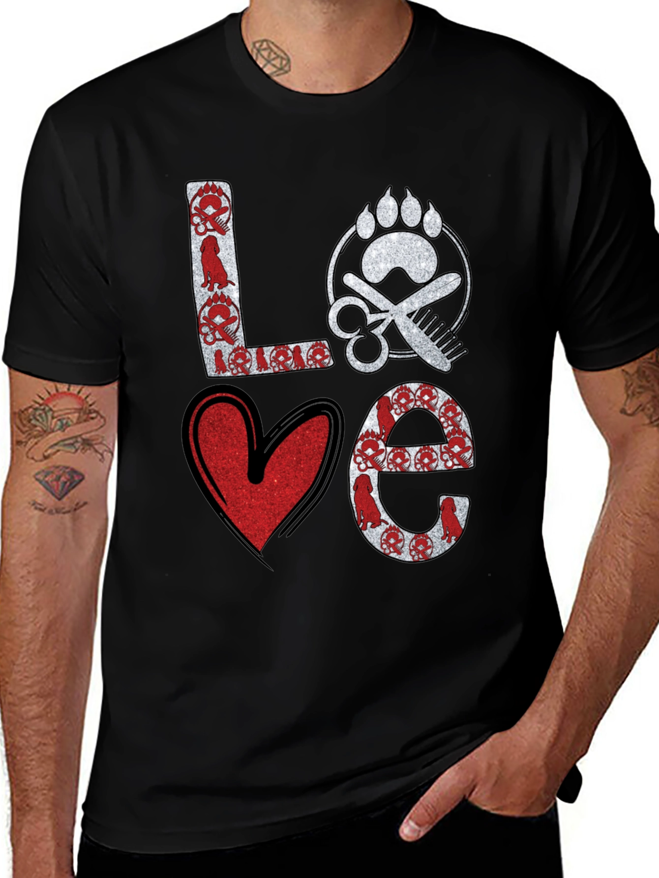 Variant 13 of Love Dog Groomer T-Shirt, Pet Paw