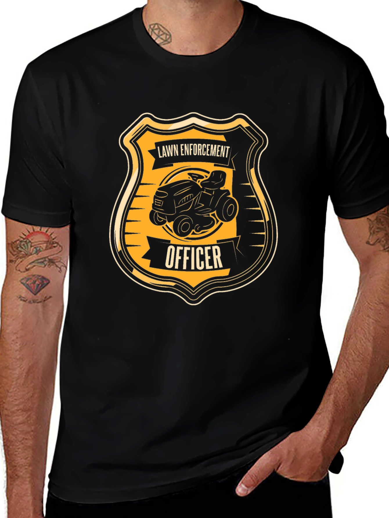 Variant 19 of Lawn Enforcement Officer T-Shirt - Black Humor Tee