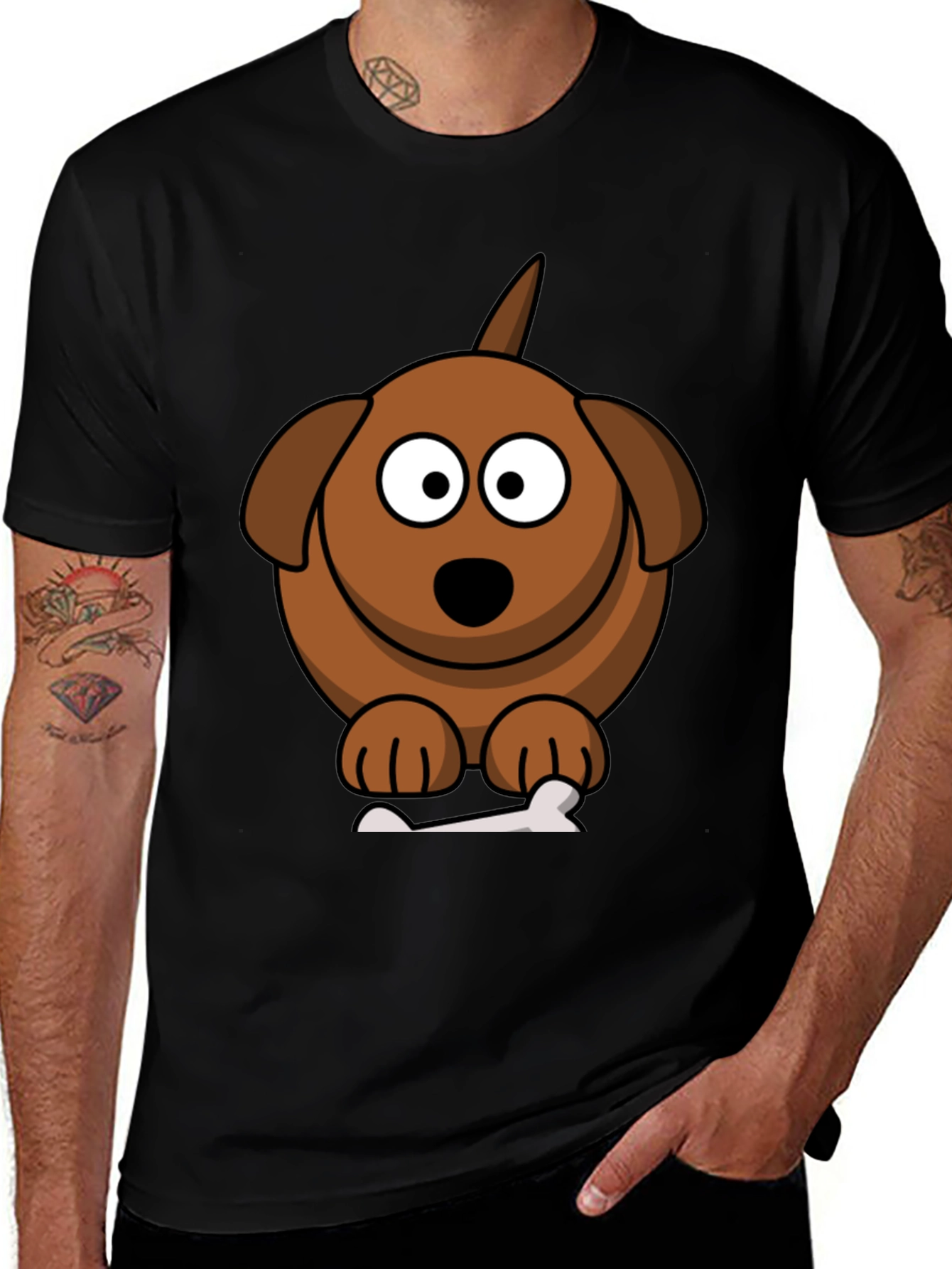 Variant 9 of Cartoon Dog Graphic T-Shirt - Unisex Black Tee
