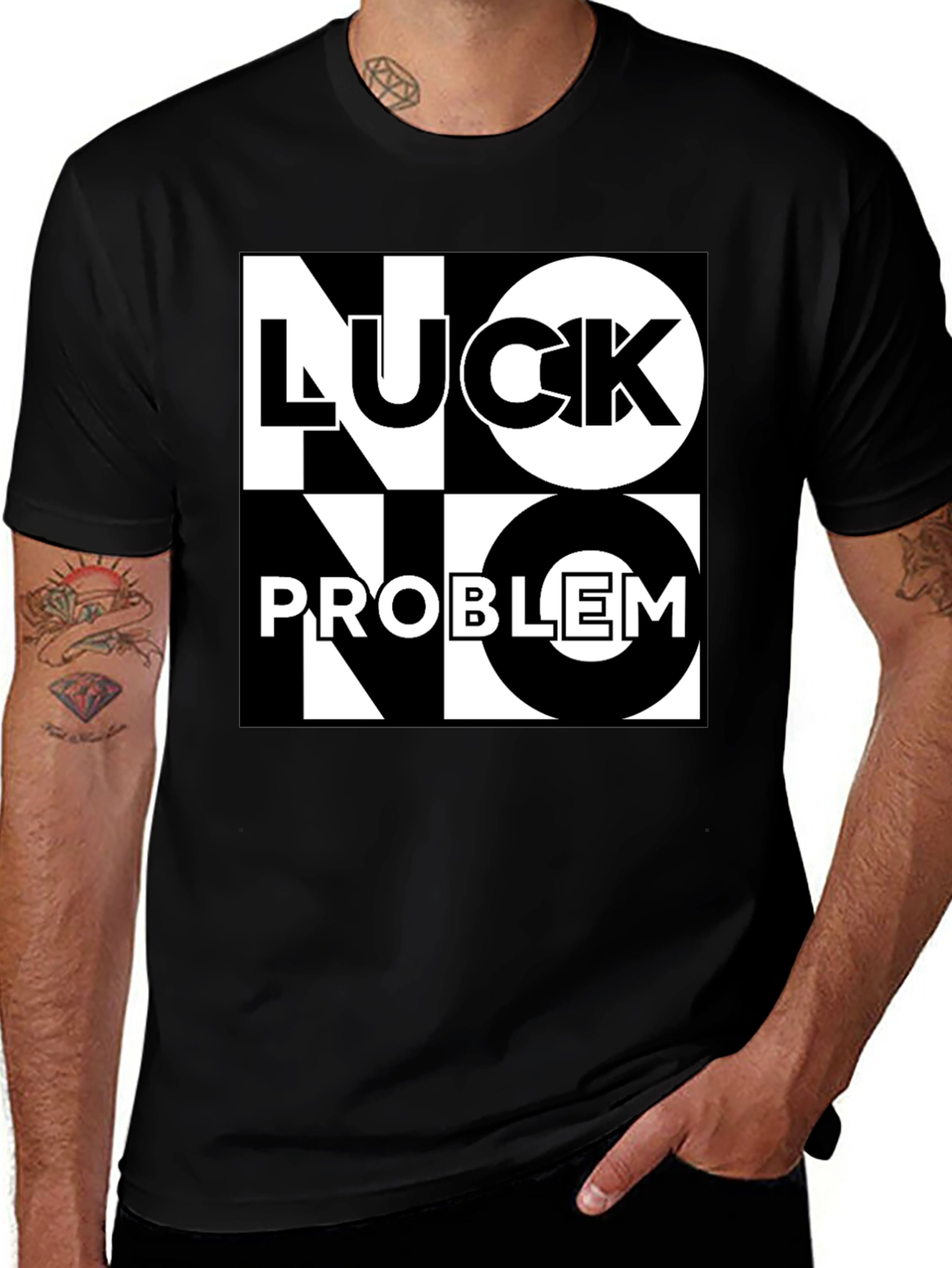 Variant 20 of No Luck No Problem Black Graphic Tee