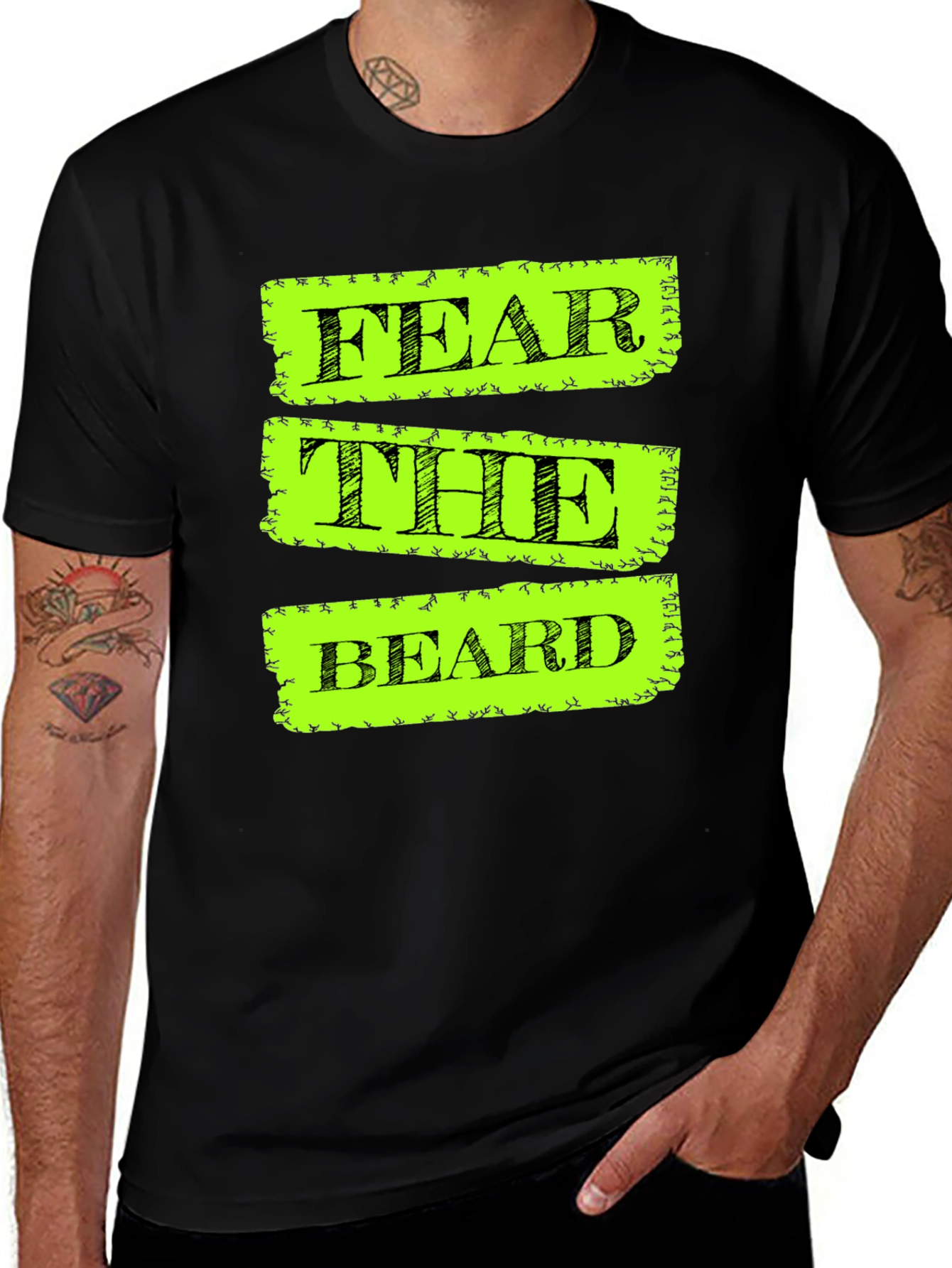Variant 15 of Fear the Beard Graphic Tee - Black Cotton T-Shirt