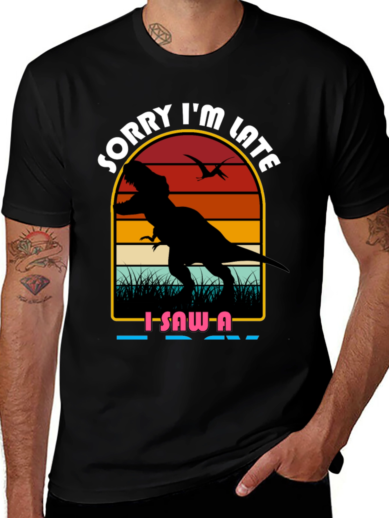 Variant 2 of Sorry I'm Late Dinosaur Graphic Tee